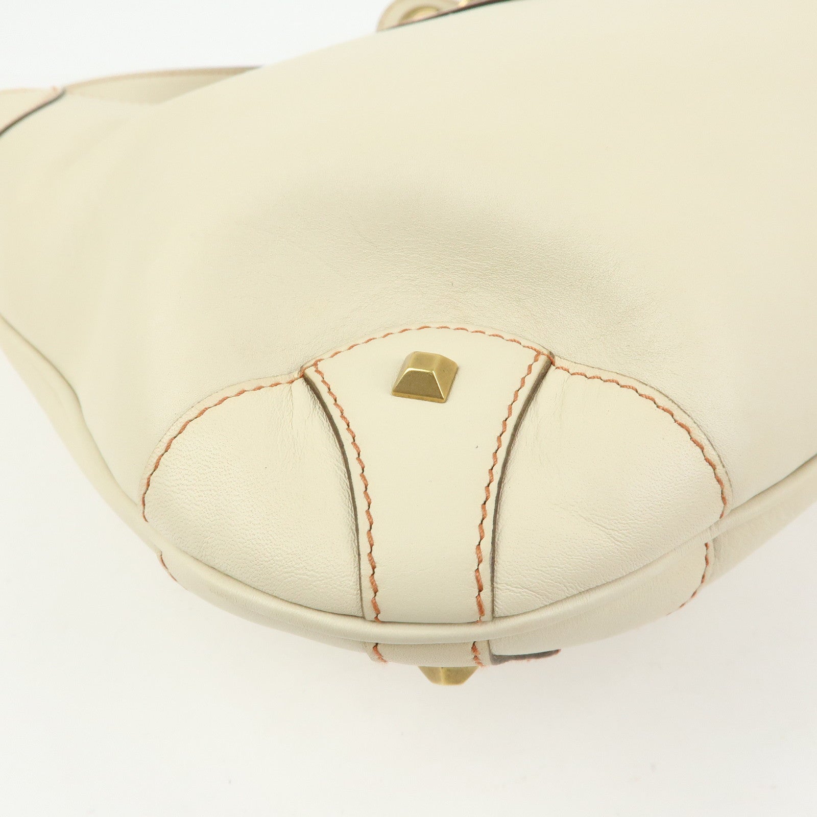 GUCCI Jackie Leather Shoulder Bag Hand Bag Studs Ivory 120888