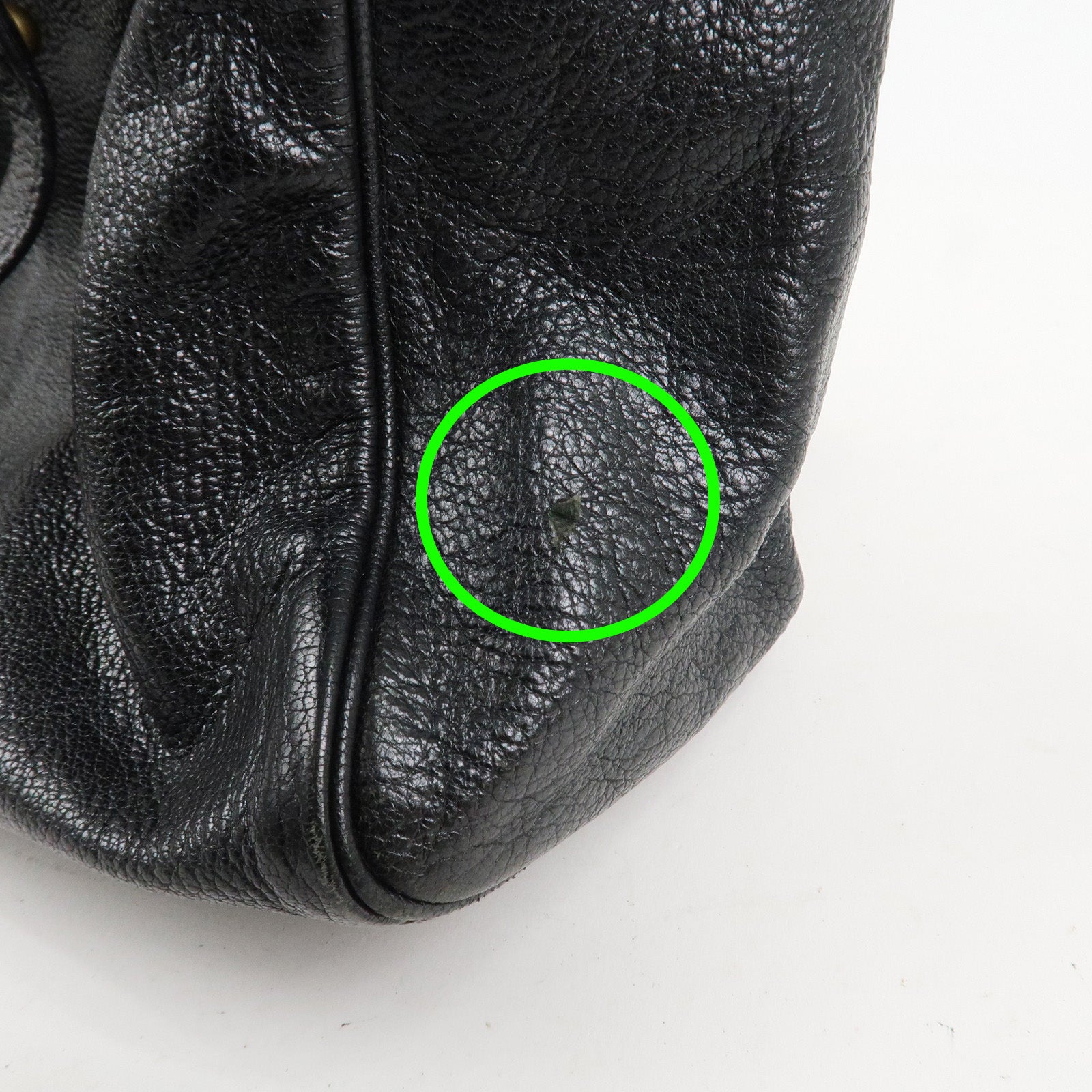 GUCCI Interlocking G Leather Blondie Studs Hand Bag Black 121551