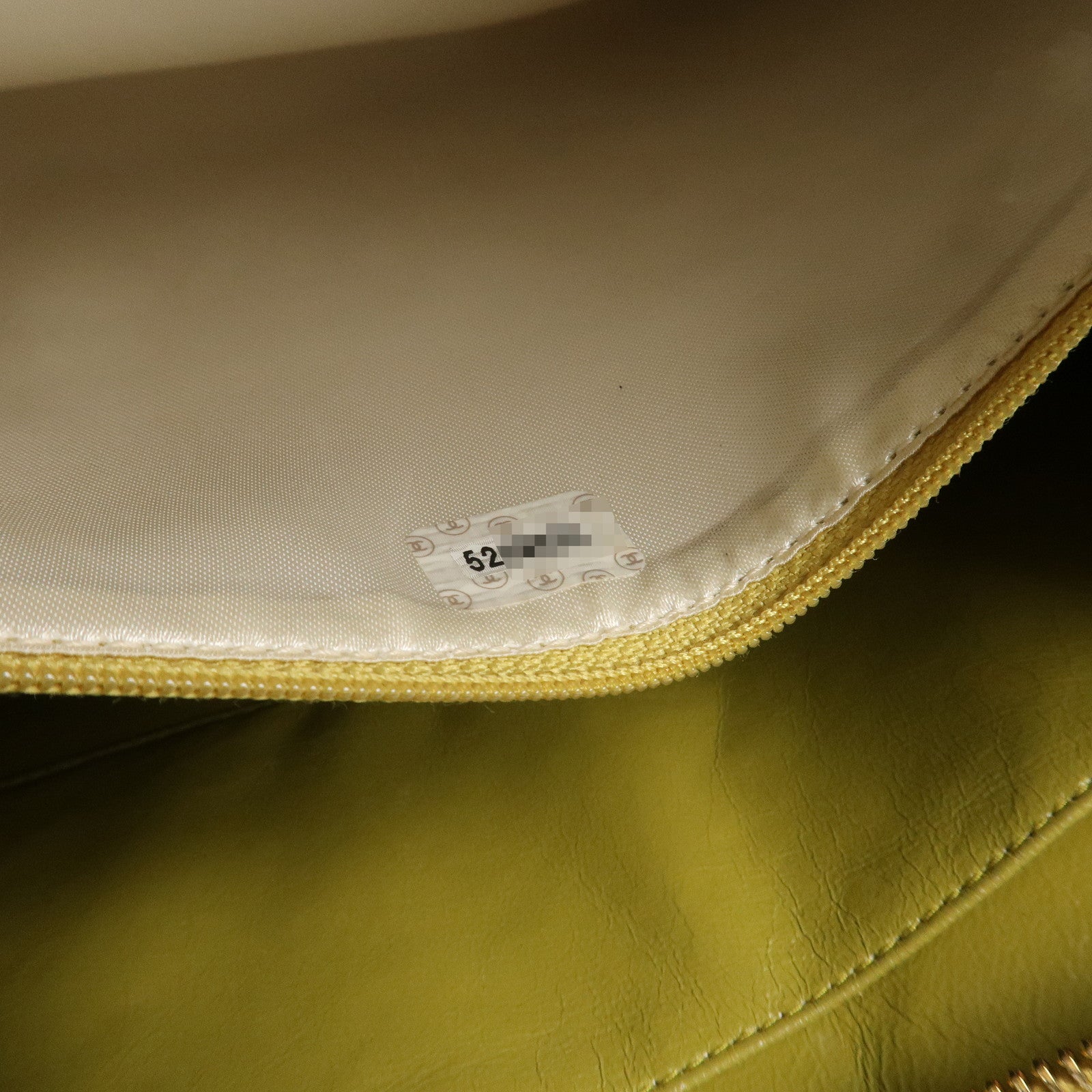 CHANEL COCO Mark Caviaskin Leather Tote Bag Hand Bag Yellow