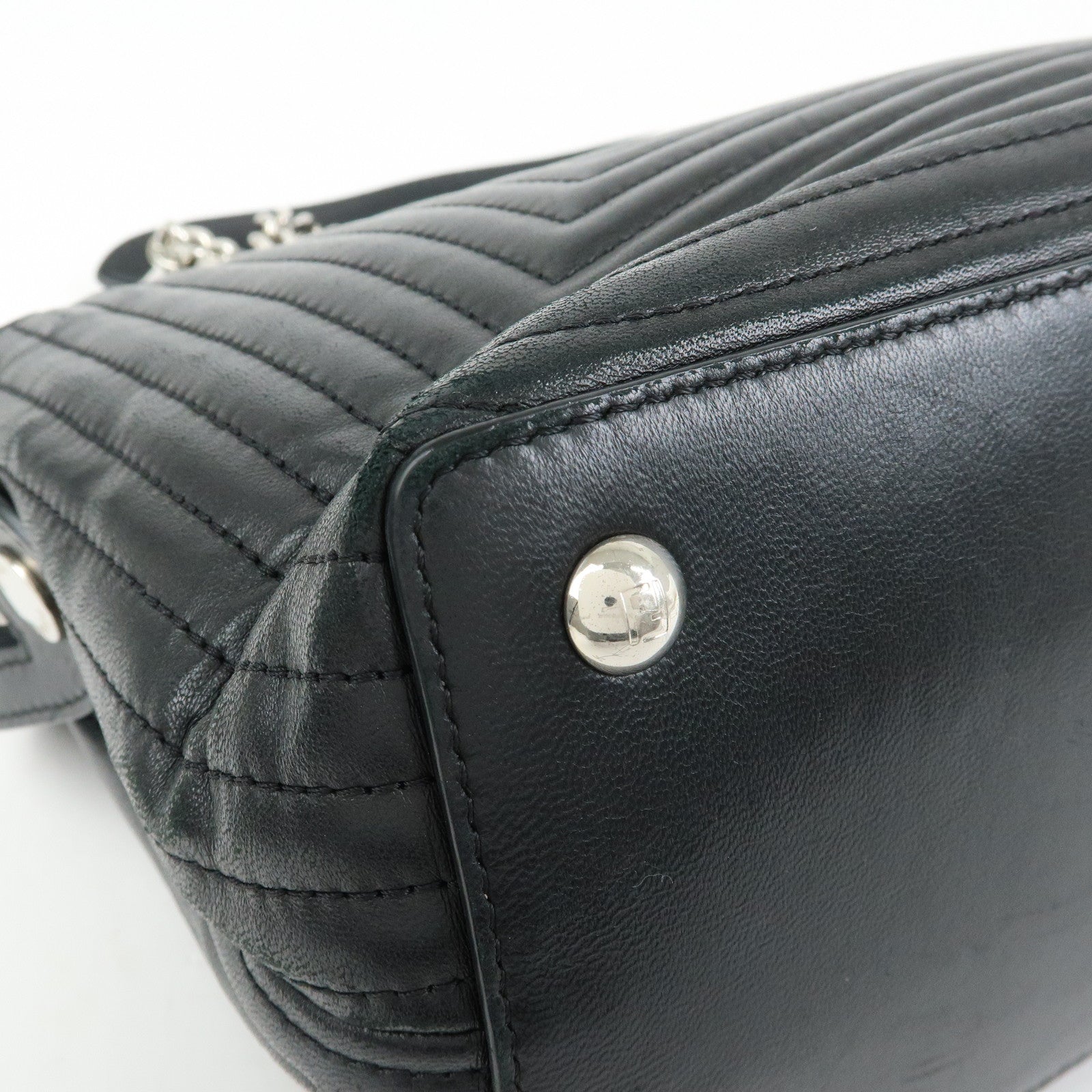 FENDI Dotcom Leather 2Way Bag Hand Bag Shoulder Bag Black 8BN299
