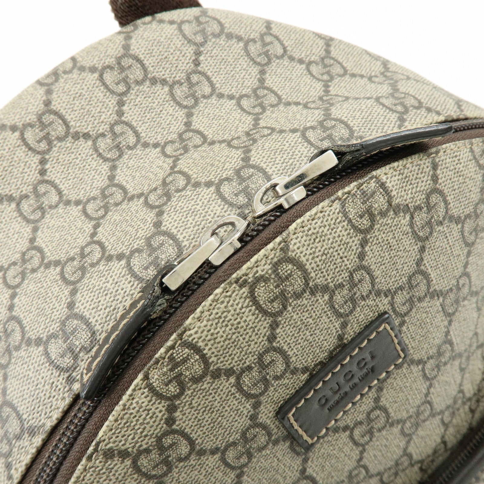 GUCCI Childrens GG Supreme Leather Backpack Beige Brown 271327