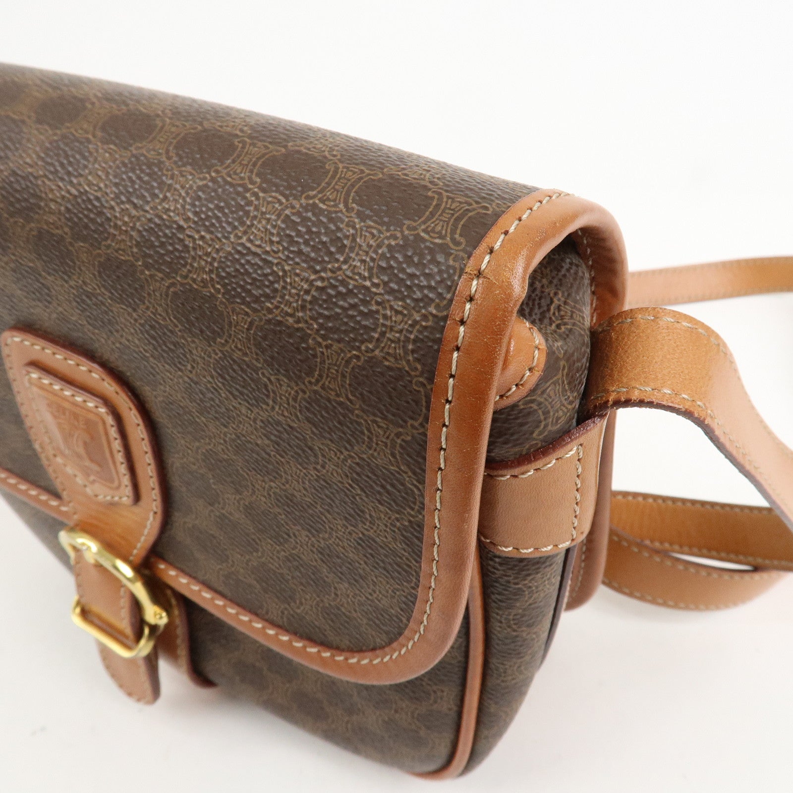 CELINE Macadam PVC Leather Shoulder Bag Brown