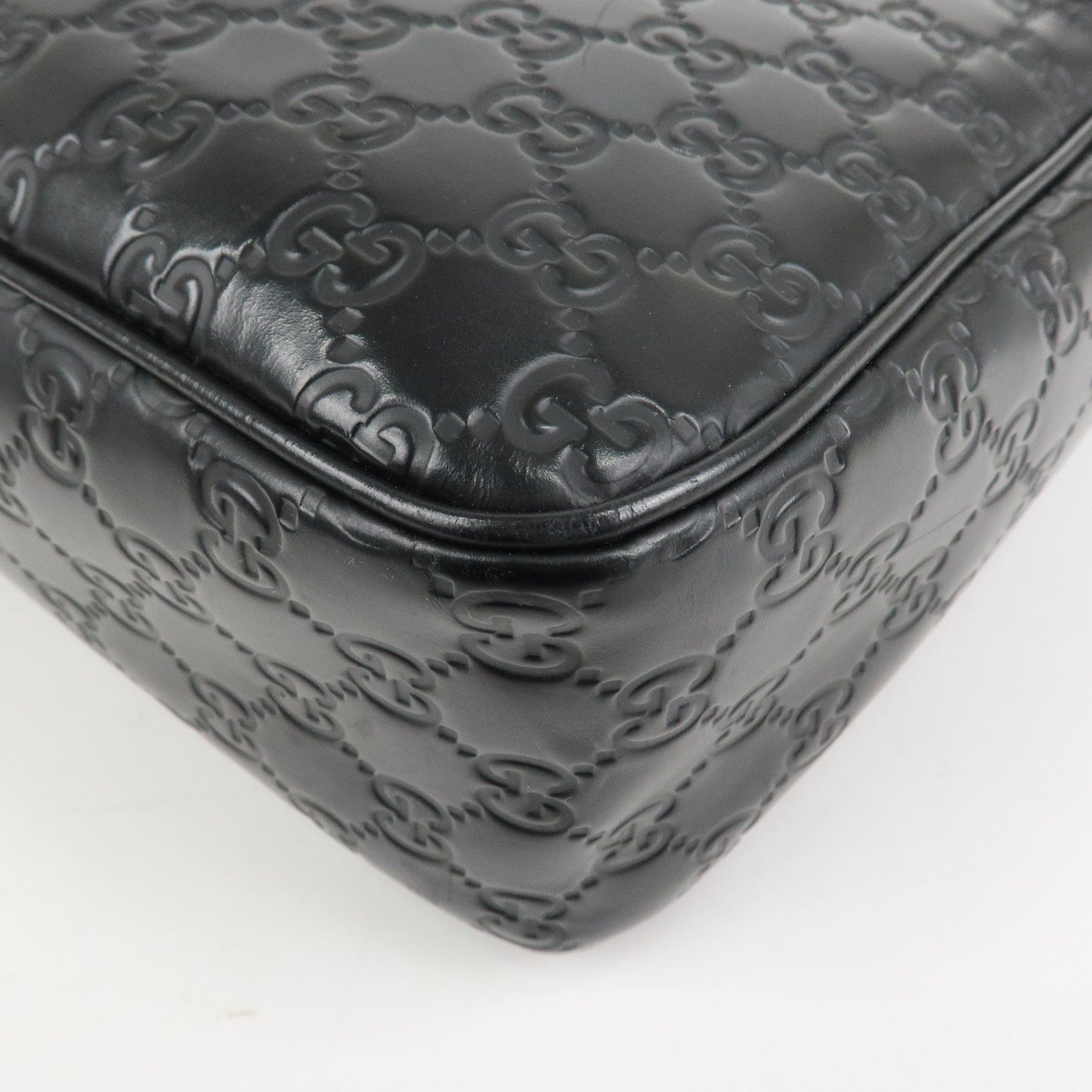 GUCCI Sherry Guccissima Leather Shoulder Bag Black 322080