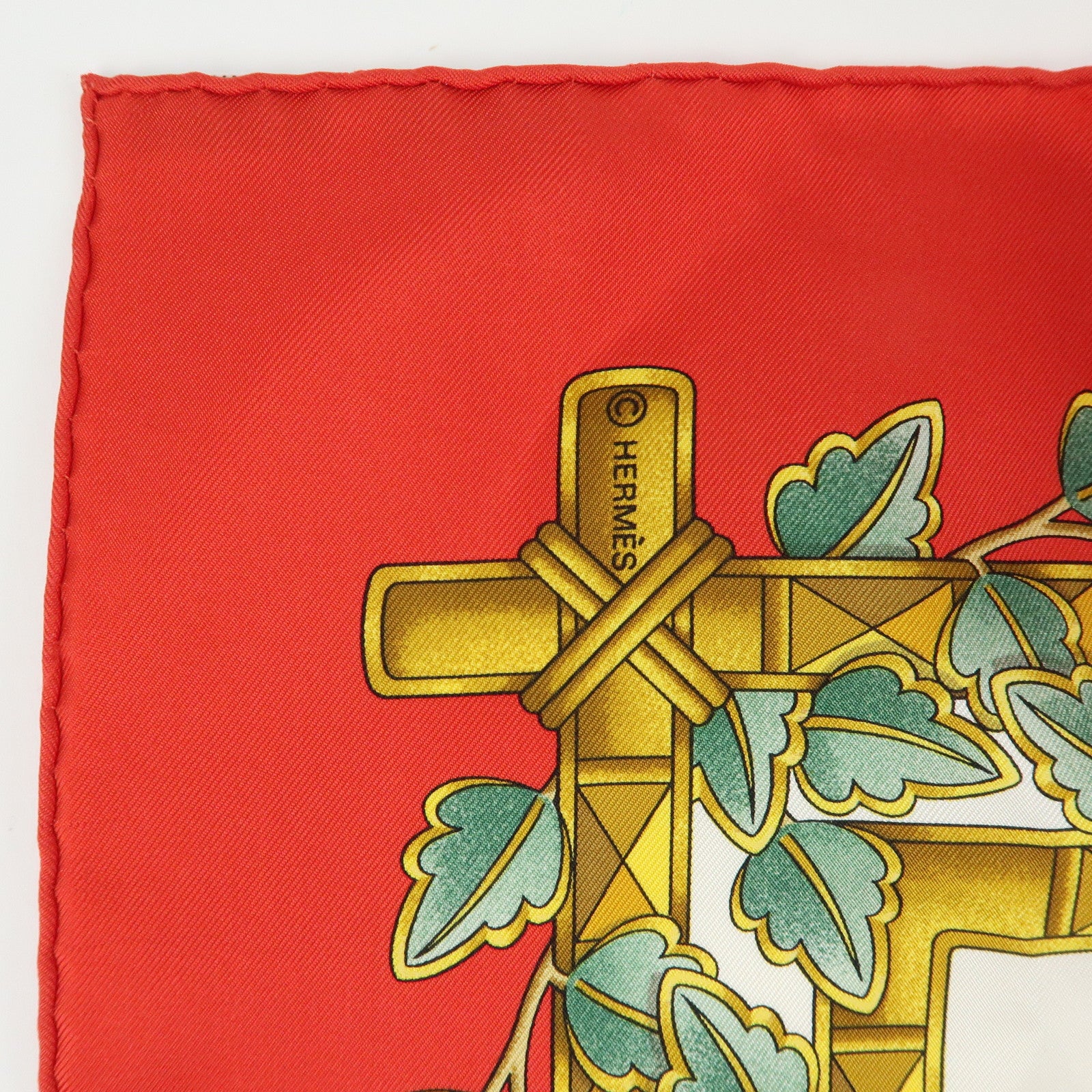 HERMES Carre 90 Silk 100% Scarf ENVOL Bird Print Red White