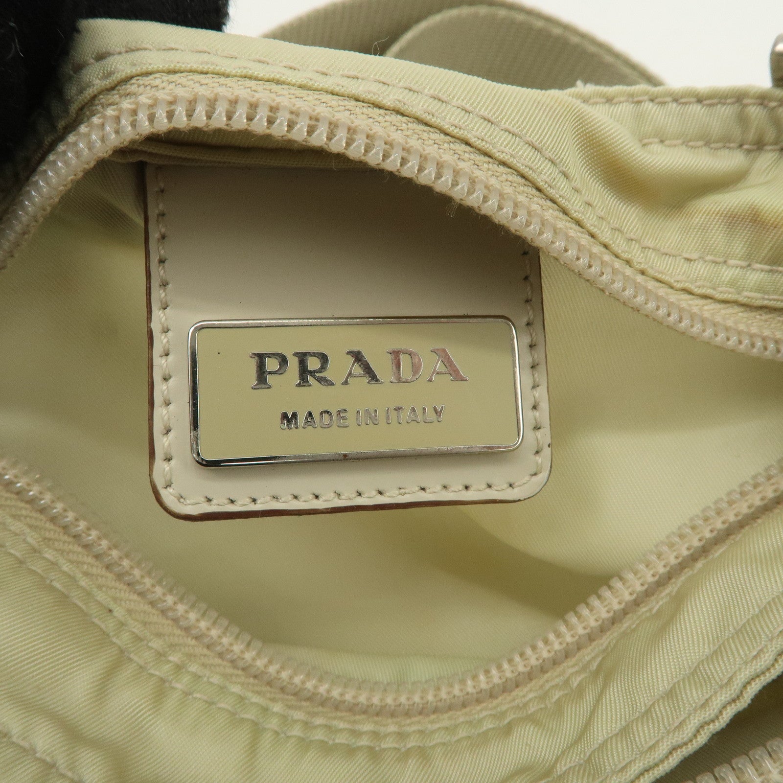 PRADA Triangle Logo Nylon Shoulder Bag Crossbody Bag Beige B7372 Used