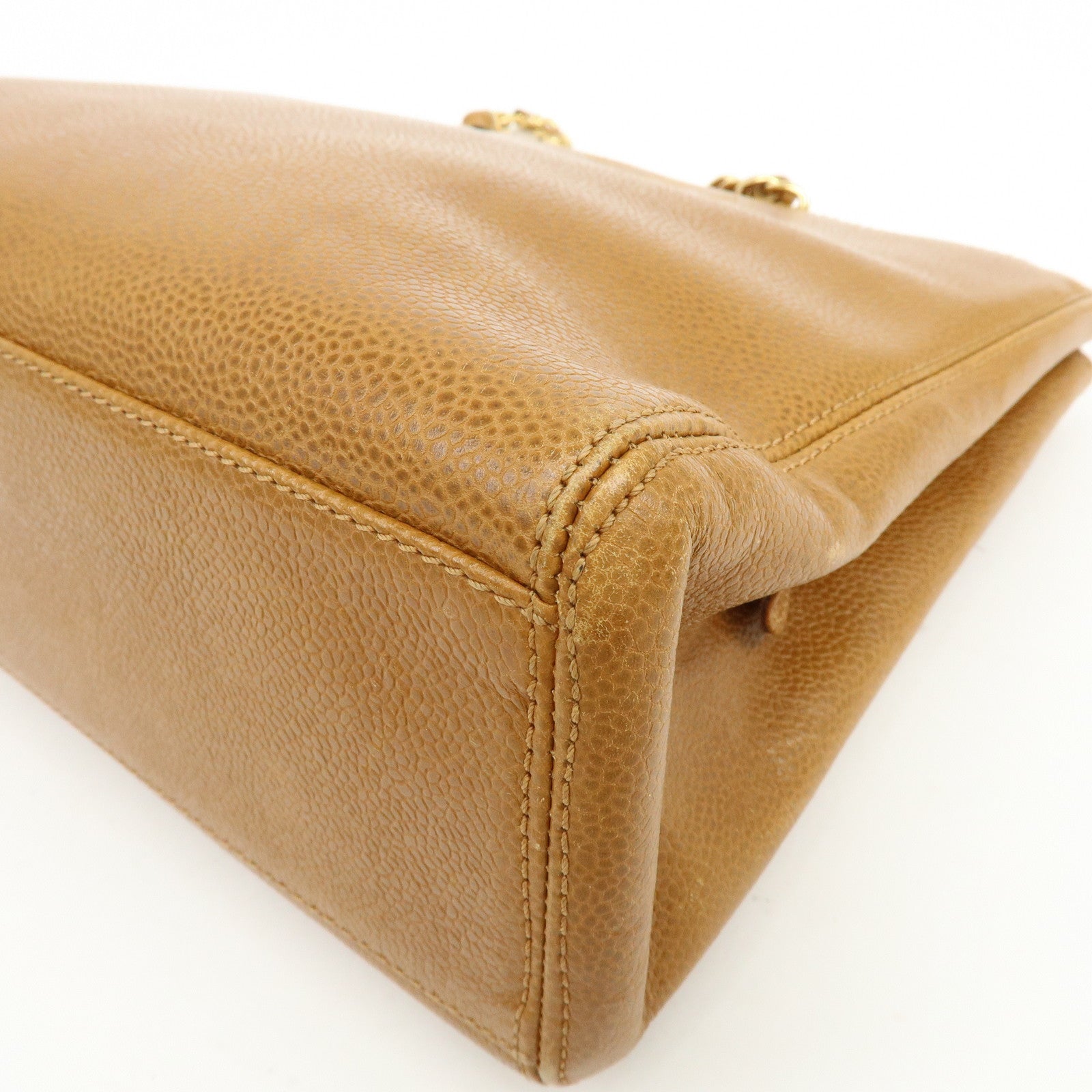 CHANEL Caviarskin Tote Bag Hand Bag Brown A08913