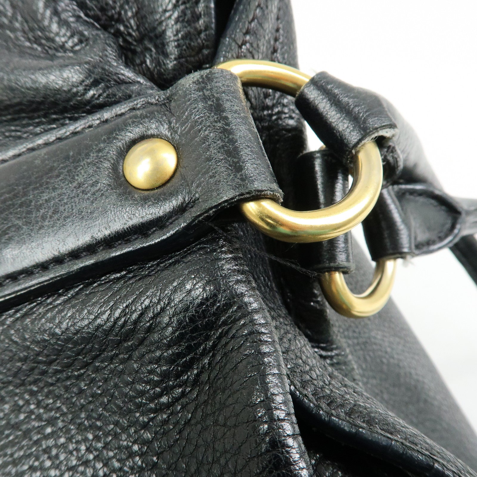 PRADA Logo Leather 2Way Bag Hand Bag Shoulder Bag Black BR4083