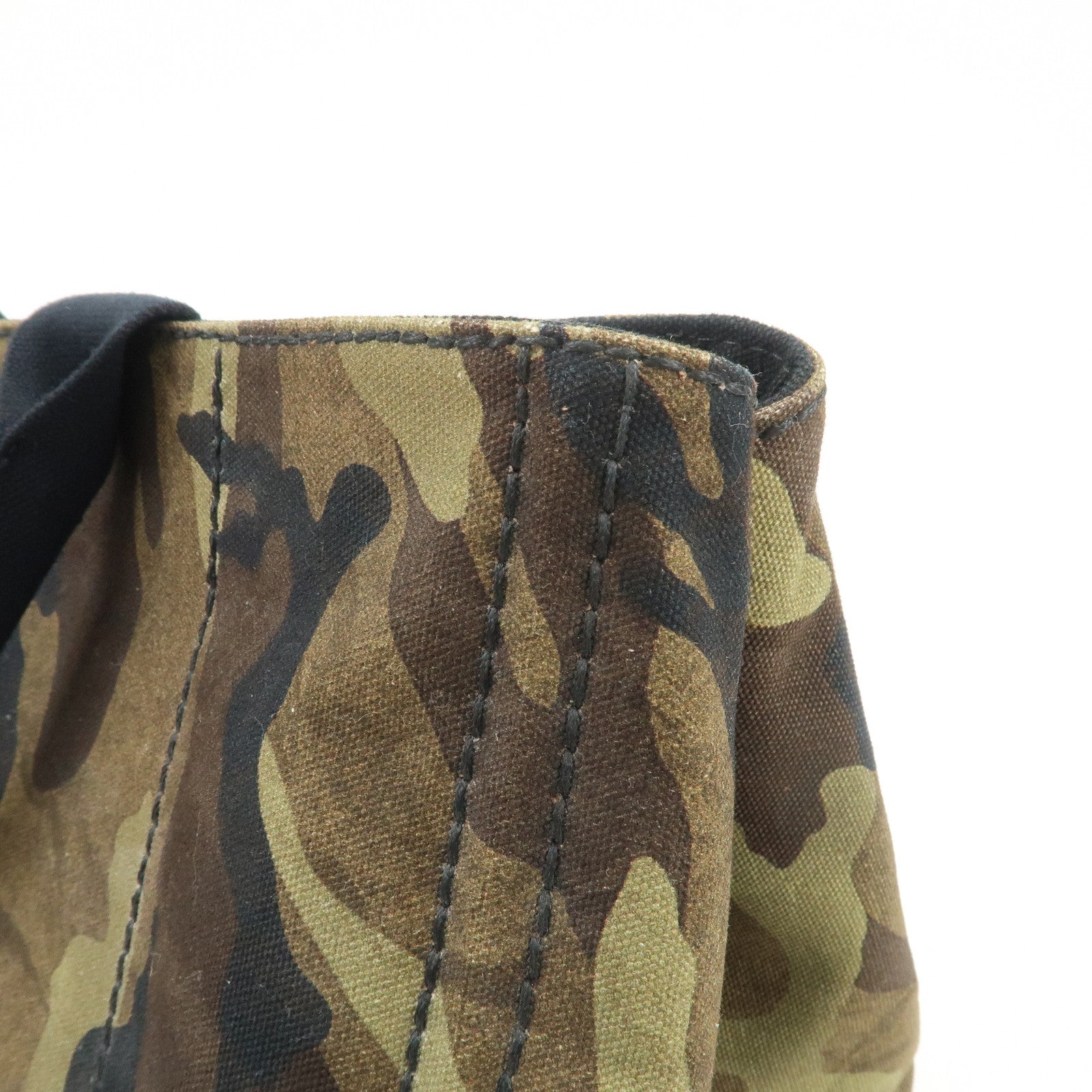 PRADA Triangle Logo Canapa Large Canvas Tote Hand Bag Khaki BN1872