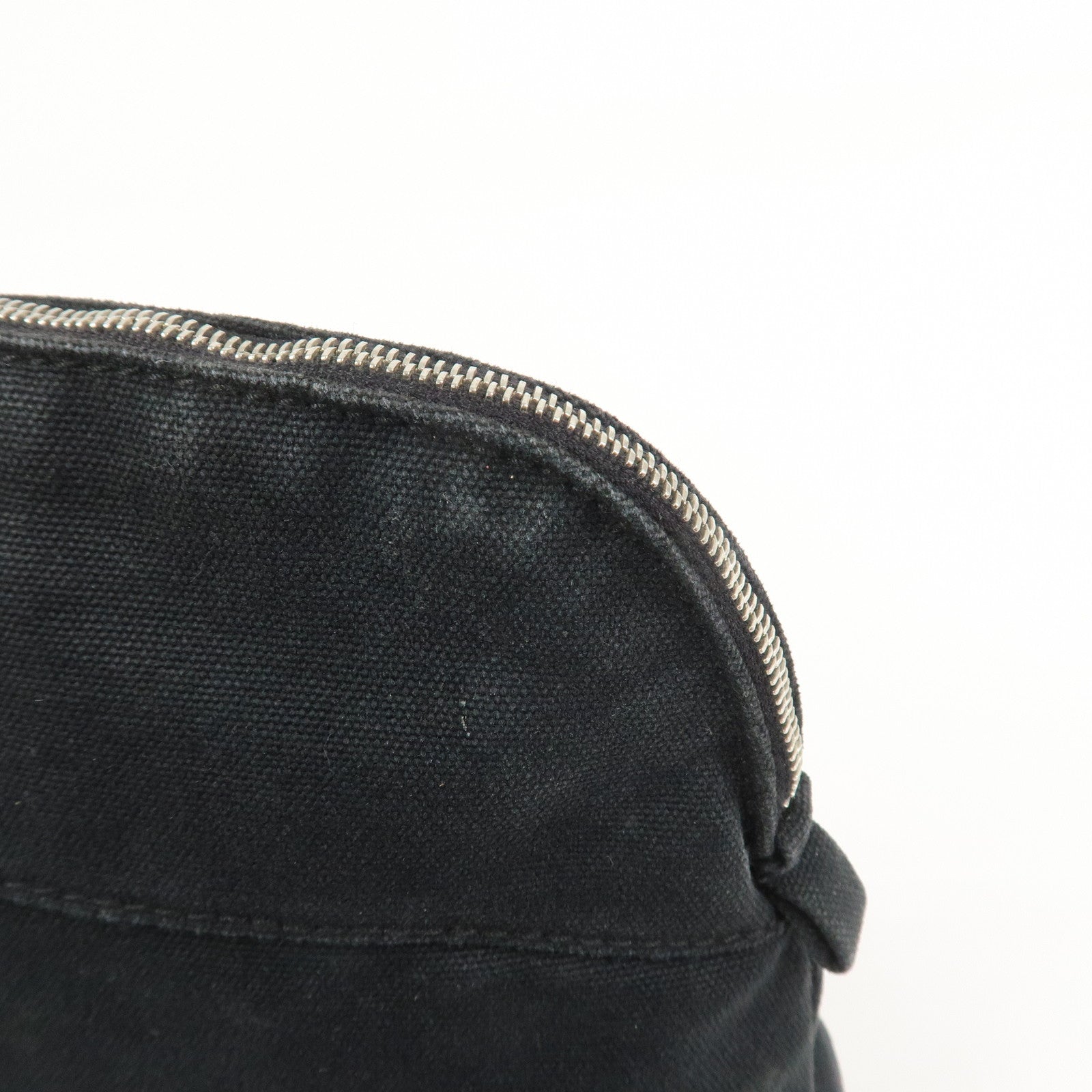 HERMES Canvas Leather Bolide Pouch MM Cosmetic Pouch Black