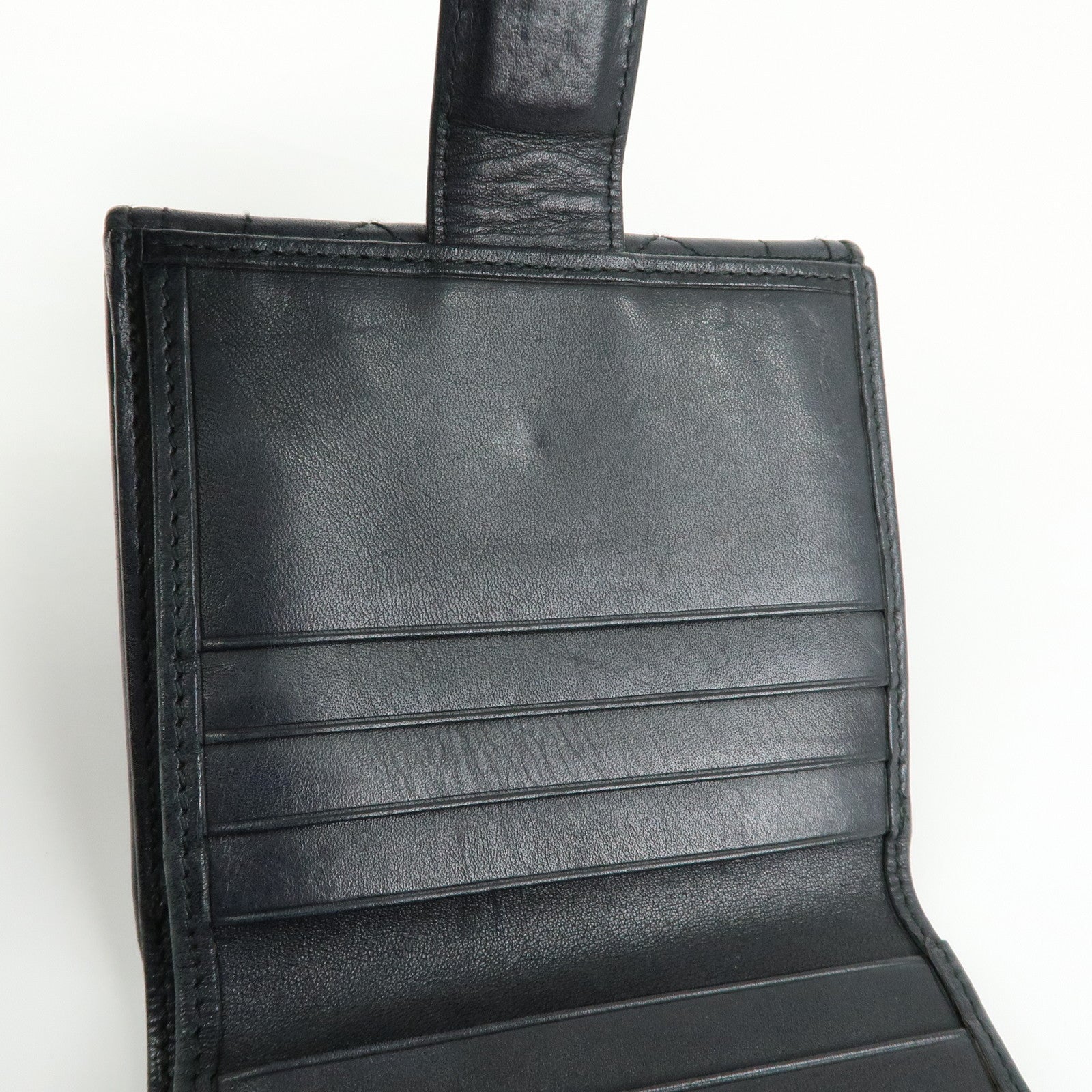 Christian Dior Cannage Lamb Skin Bi-fold Compact Wallet Black