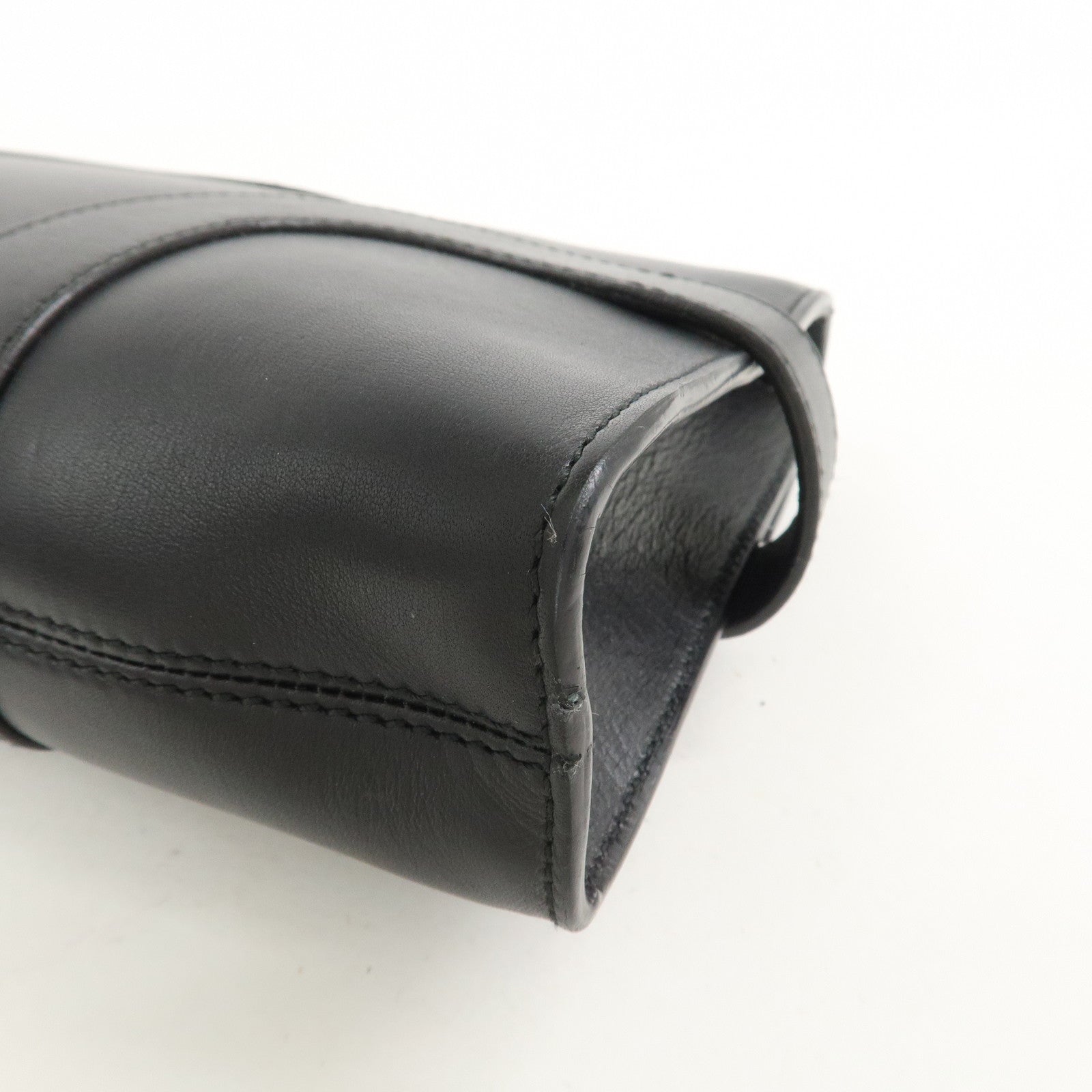 Ferragamo Gancini Leather 2Way Bag Hand Bag Shoulder Bag Black