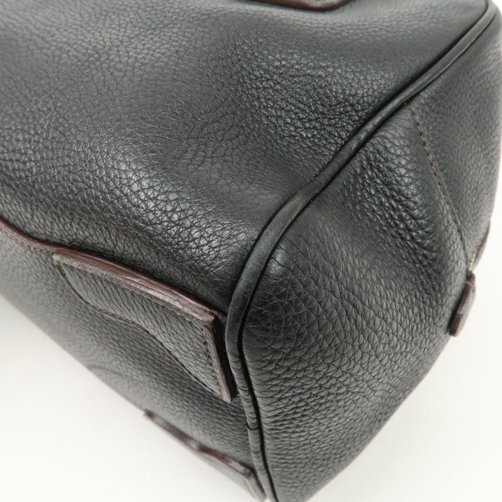 PRADA Logo Leather Hand Bag Mini Boston Bag Black BL0471 Used