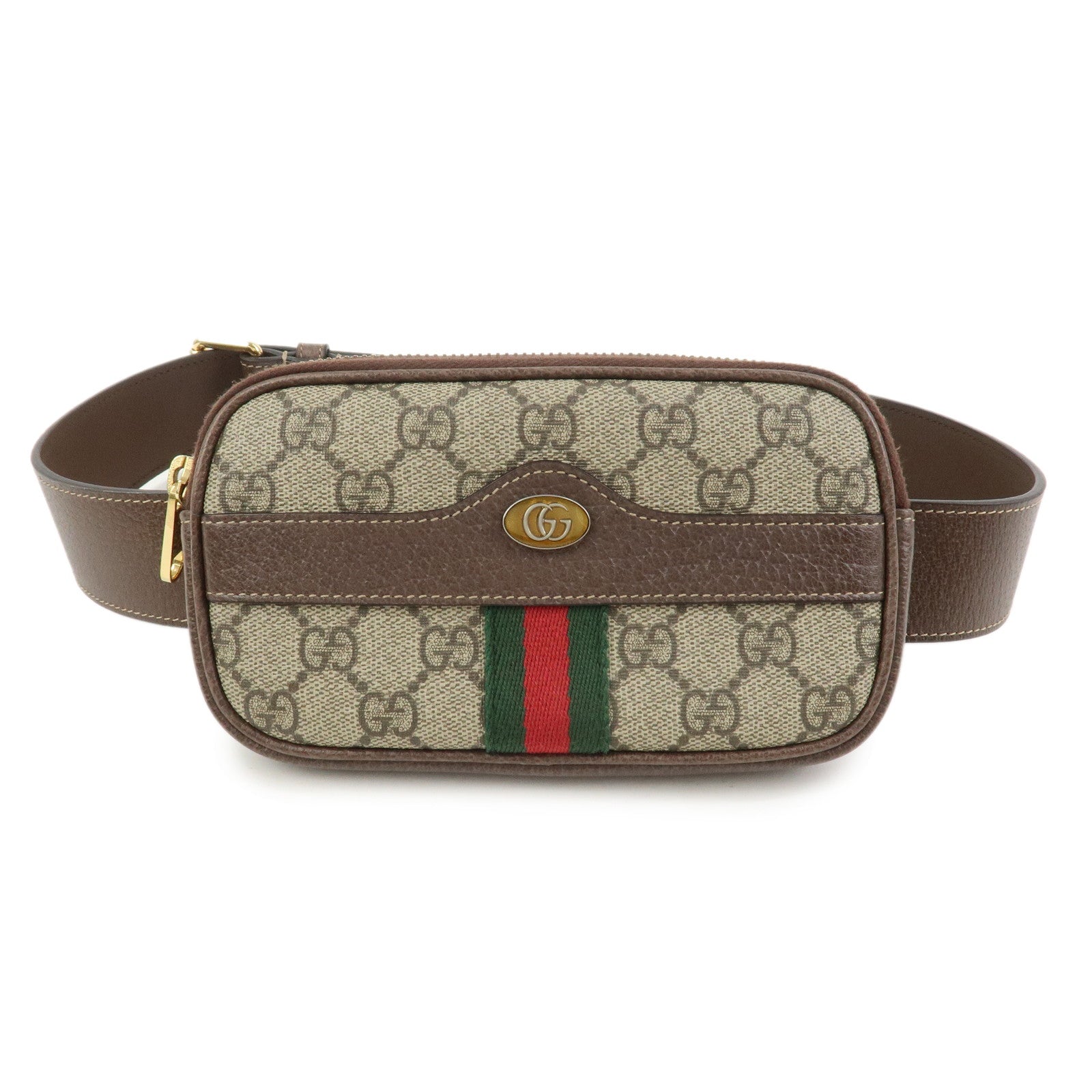 GUCCI Ophidia GG Supreme Leather Waist Bag Brown 519308