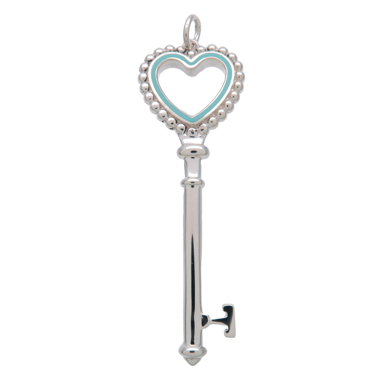 Tiffany & Co Beads Heart Key Pendant Top SV925 Silver Blue