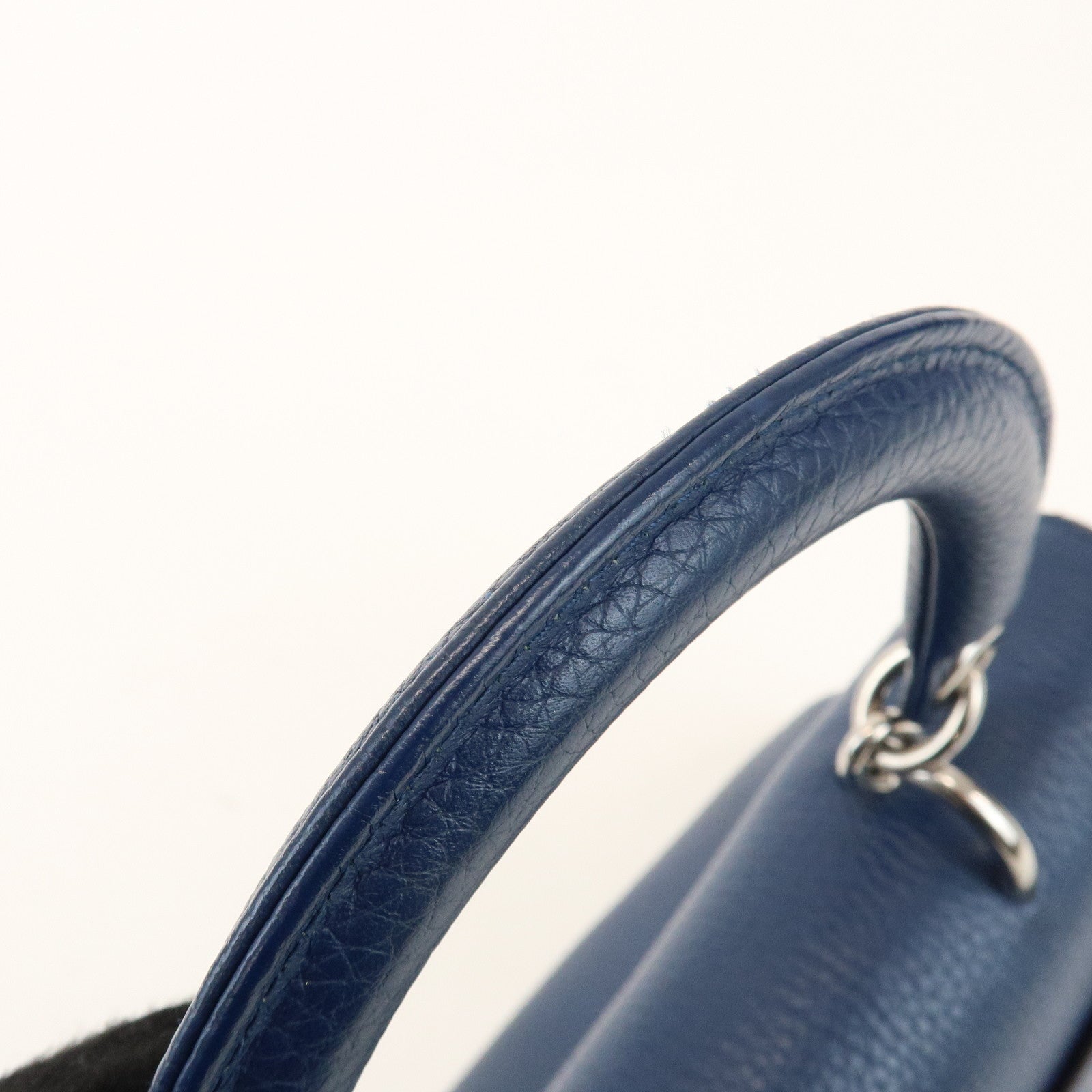 Christian Dior 2Way Leather Hand Bag Top Handle Bag Blue
