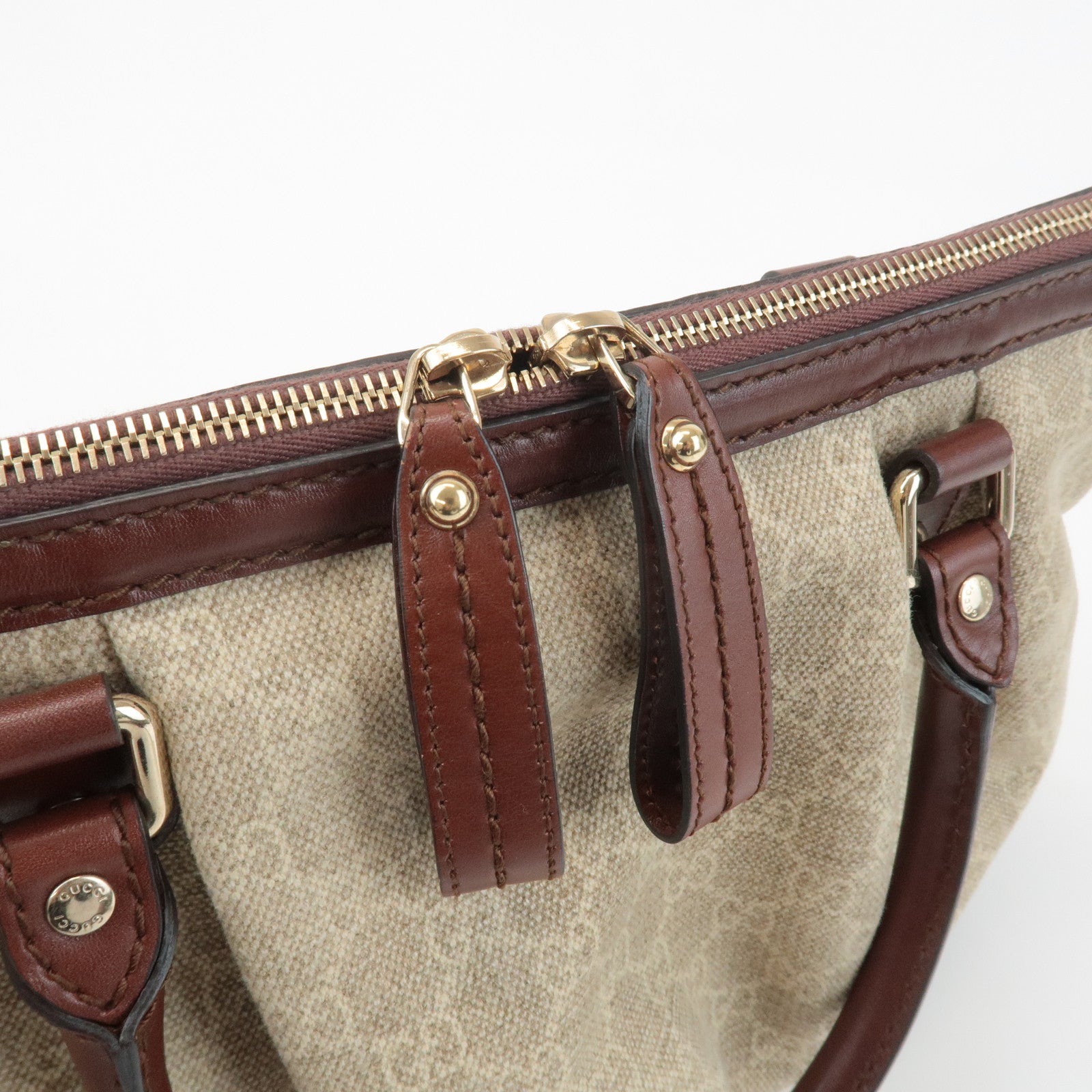 GUCCI Sukey GG Canvas Leather 2Way Bag Hand Bag Beige Brown 247902 Used