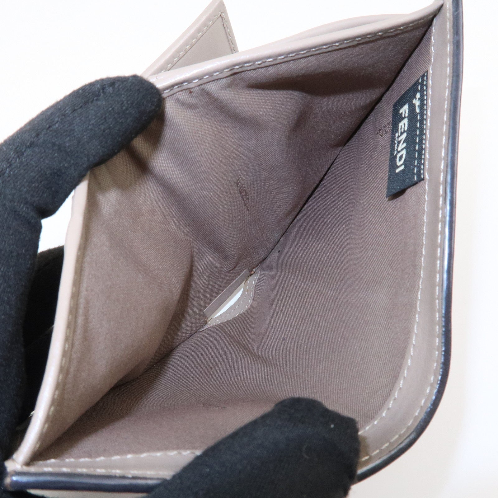 FENDI Leather Bi-fold Compact Wallet Brown 8M0387