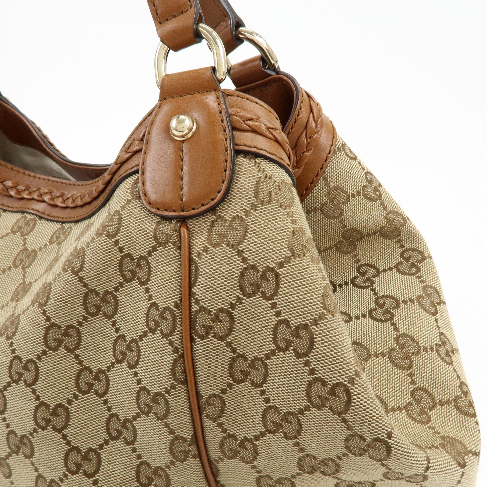 GUCCI Interlocking G GG Canvas Leather Tote Bag Shoulder Bag 296896