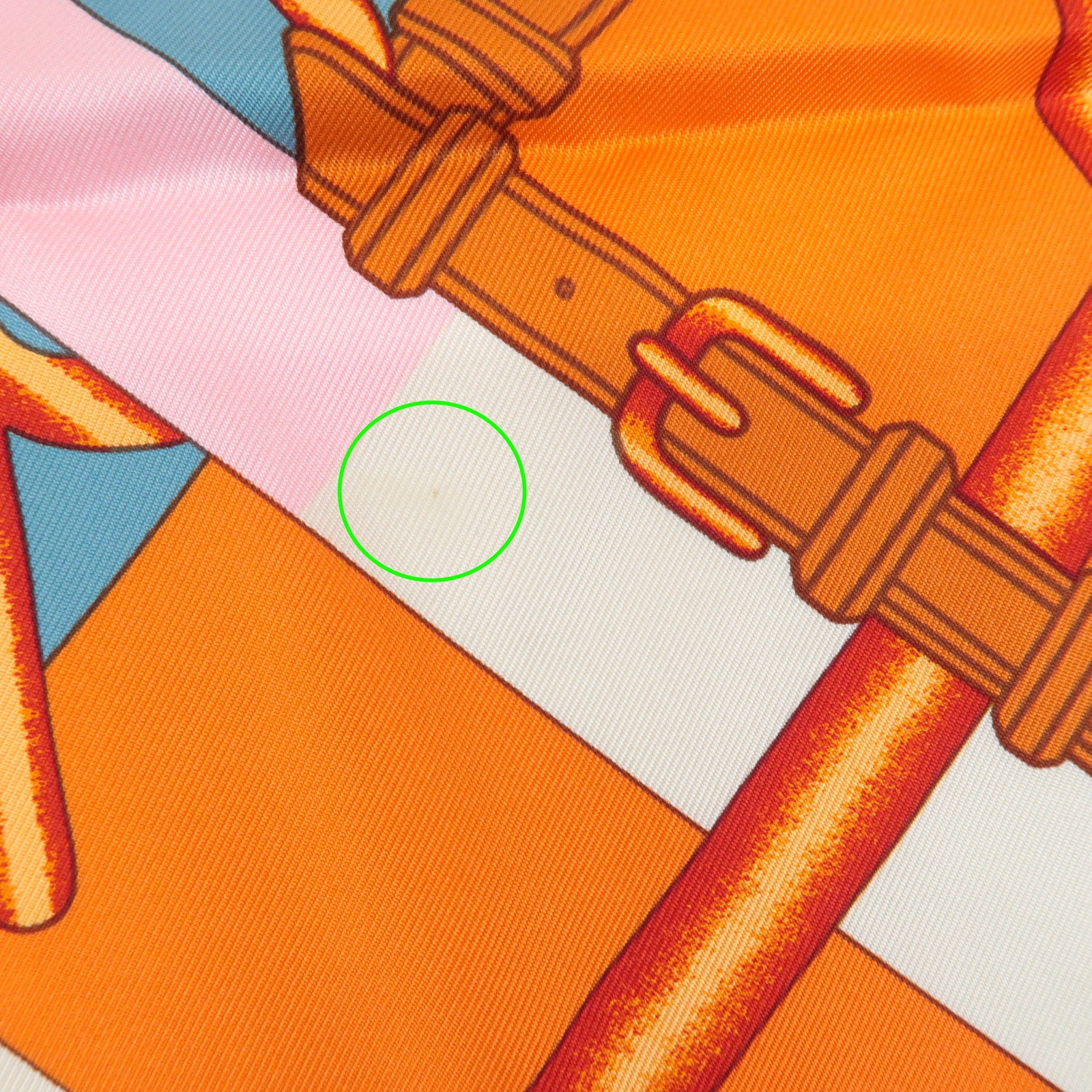 HERMES Carre 90 Silk 100% Scarf PARCOURS SANS FAUTE Orange Blue Used