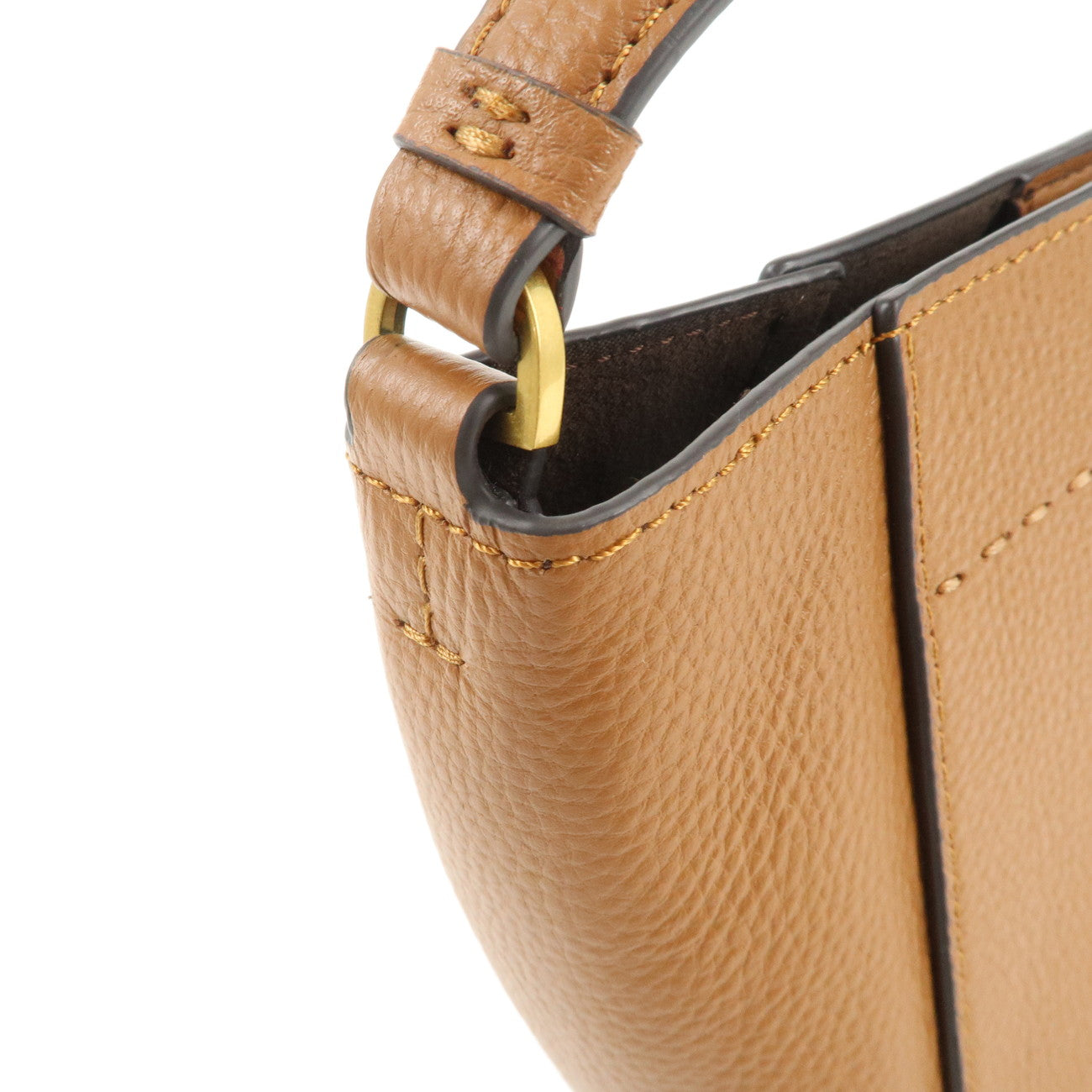 Tory Burch Logo Leather 2way Shoulder Bag Hand Bag Brown Used