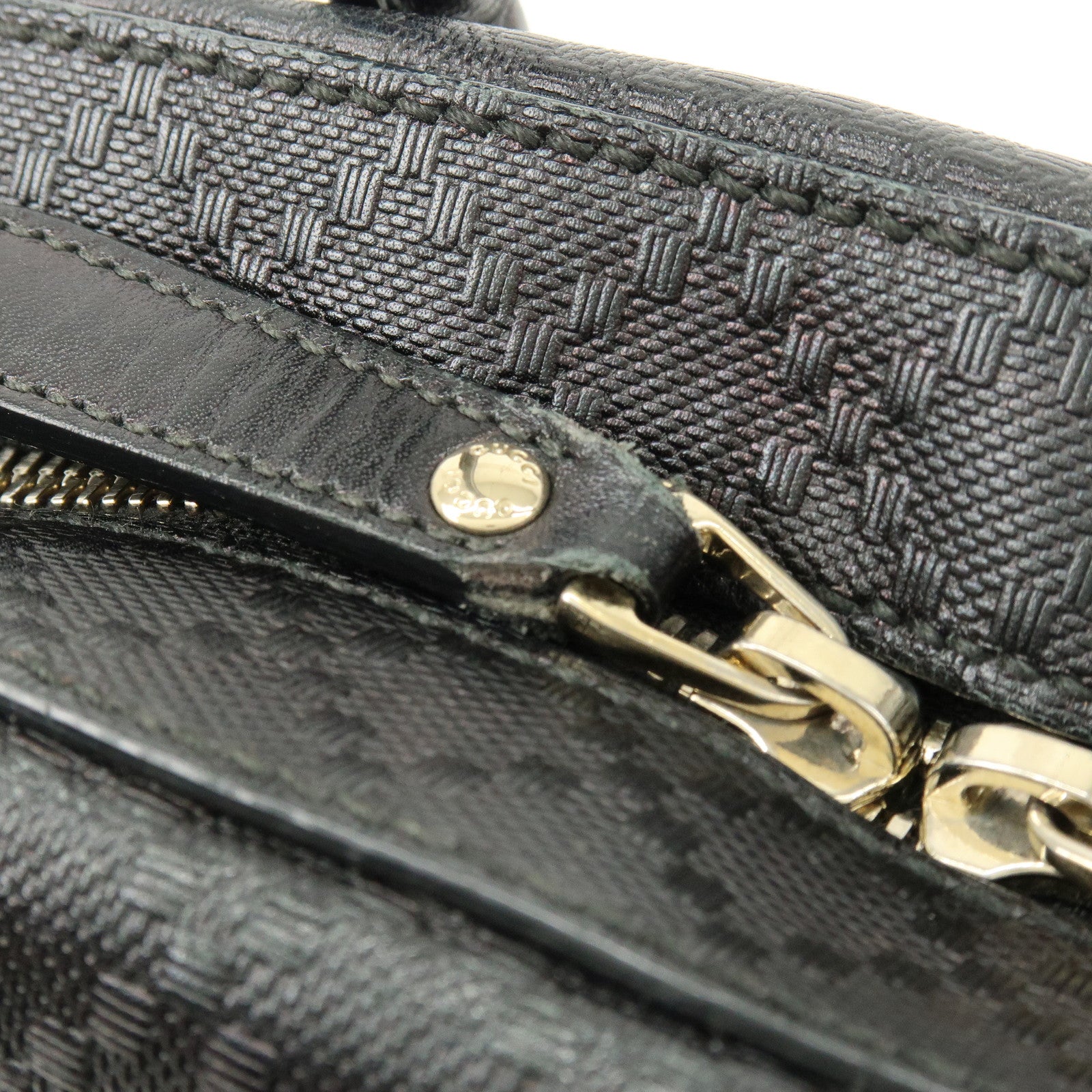 GUCCI Diamante Leather 2Way Bag Hand Bag Shoulder Bag Black 354224