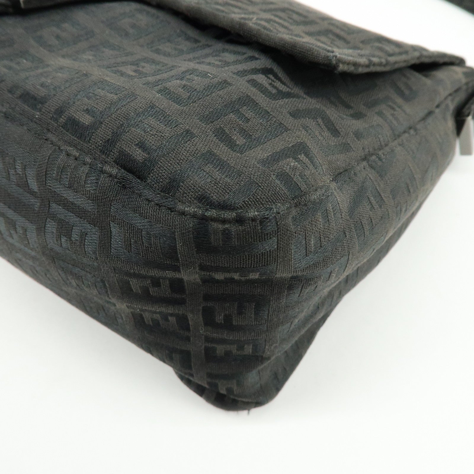 FENDI Zuccino Canvas Mamma Baguette Shoulder Bag Black 8BR001