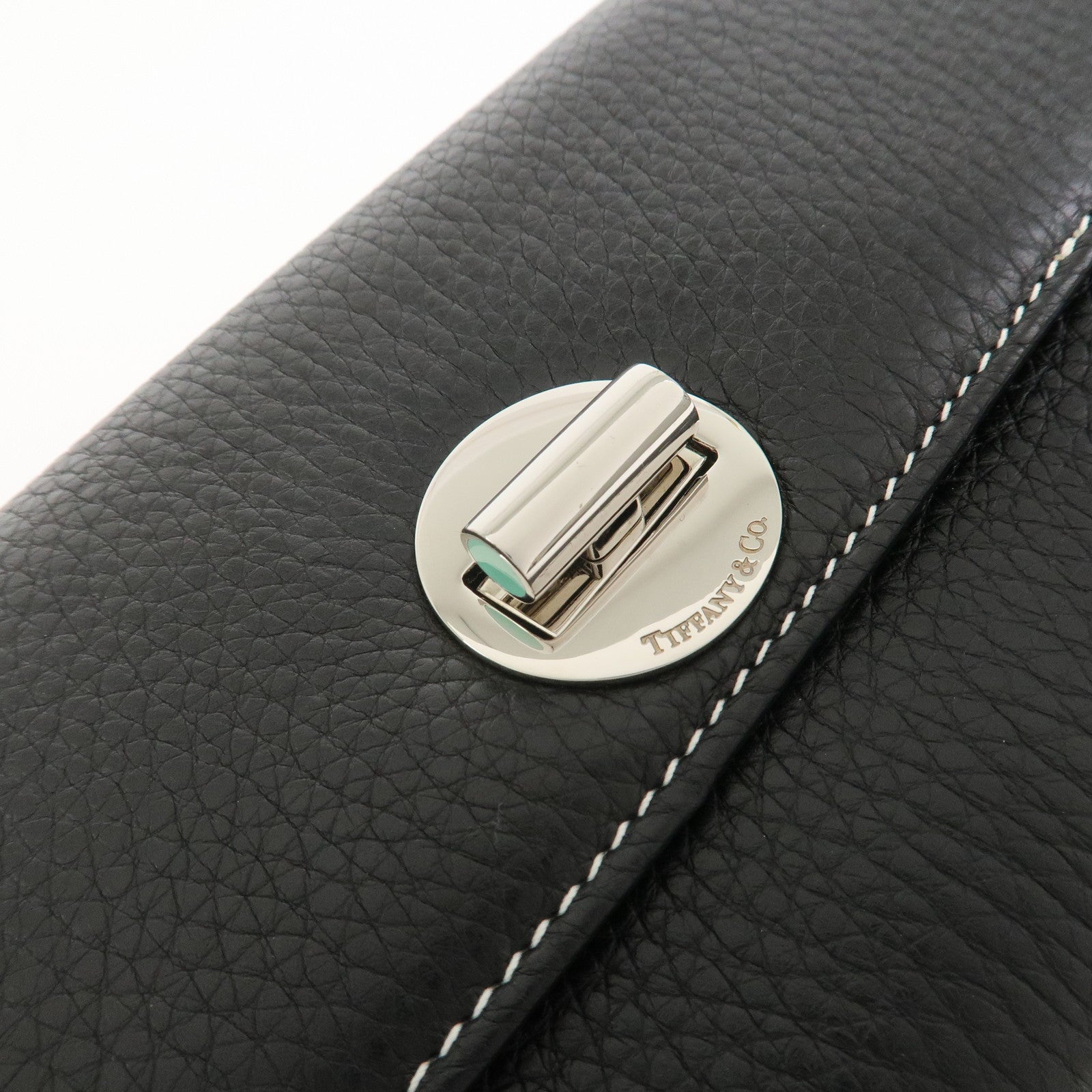 Tiffany & Co Leather Chain Long Wallet Shoulder Bag Black