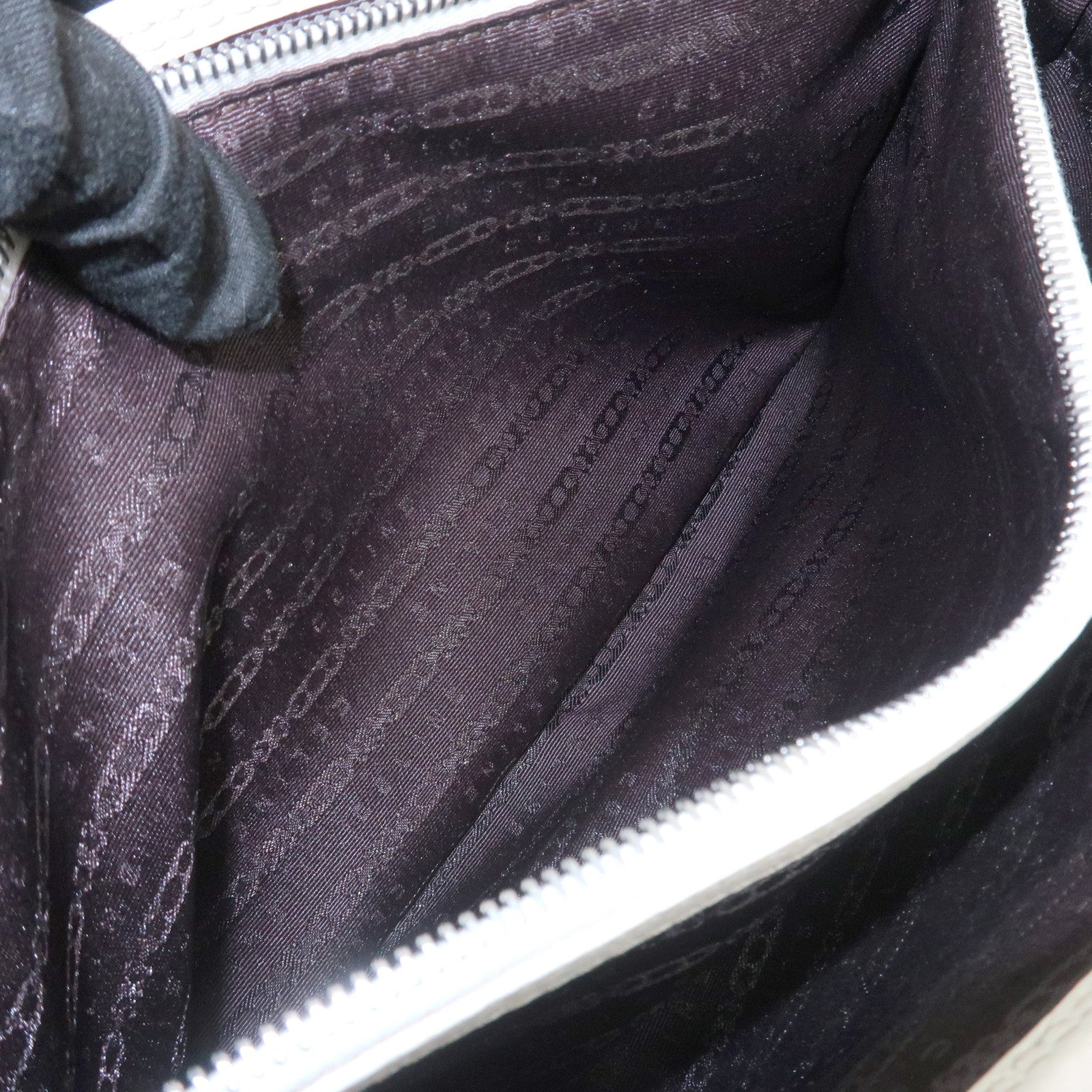 CELINE Macadam Canvas Leather Boogie Bag Hand Bag Light Blue White