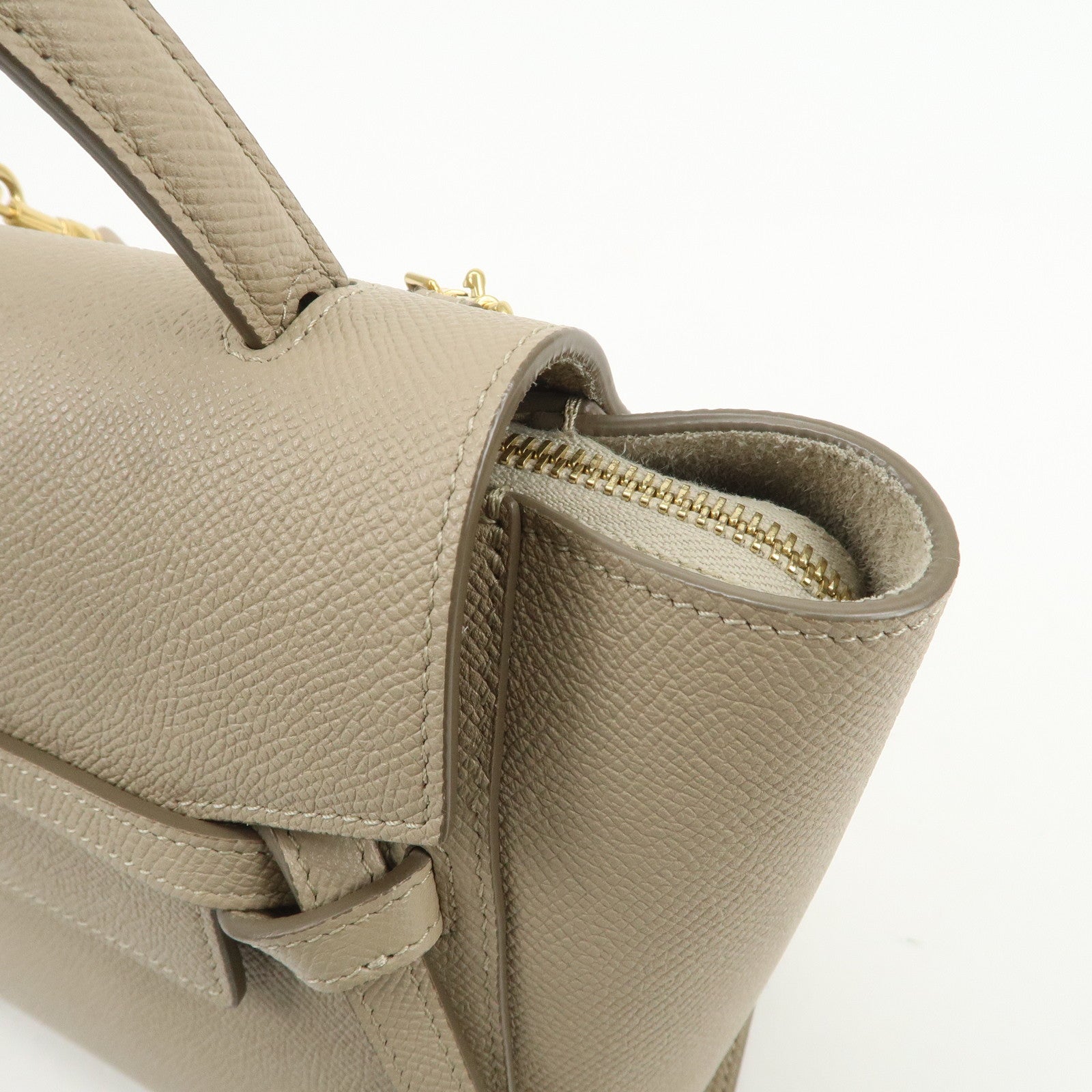 CELINE Belt Bag Leather Nano 2WAY Hand Bag Shoulder Bag Beige