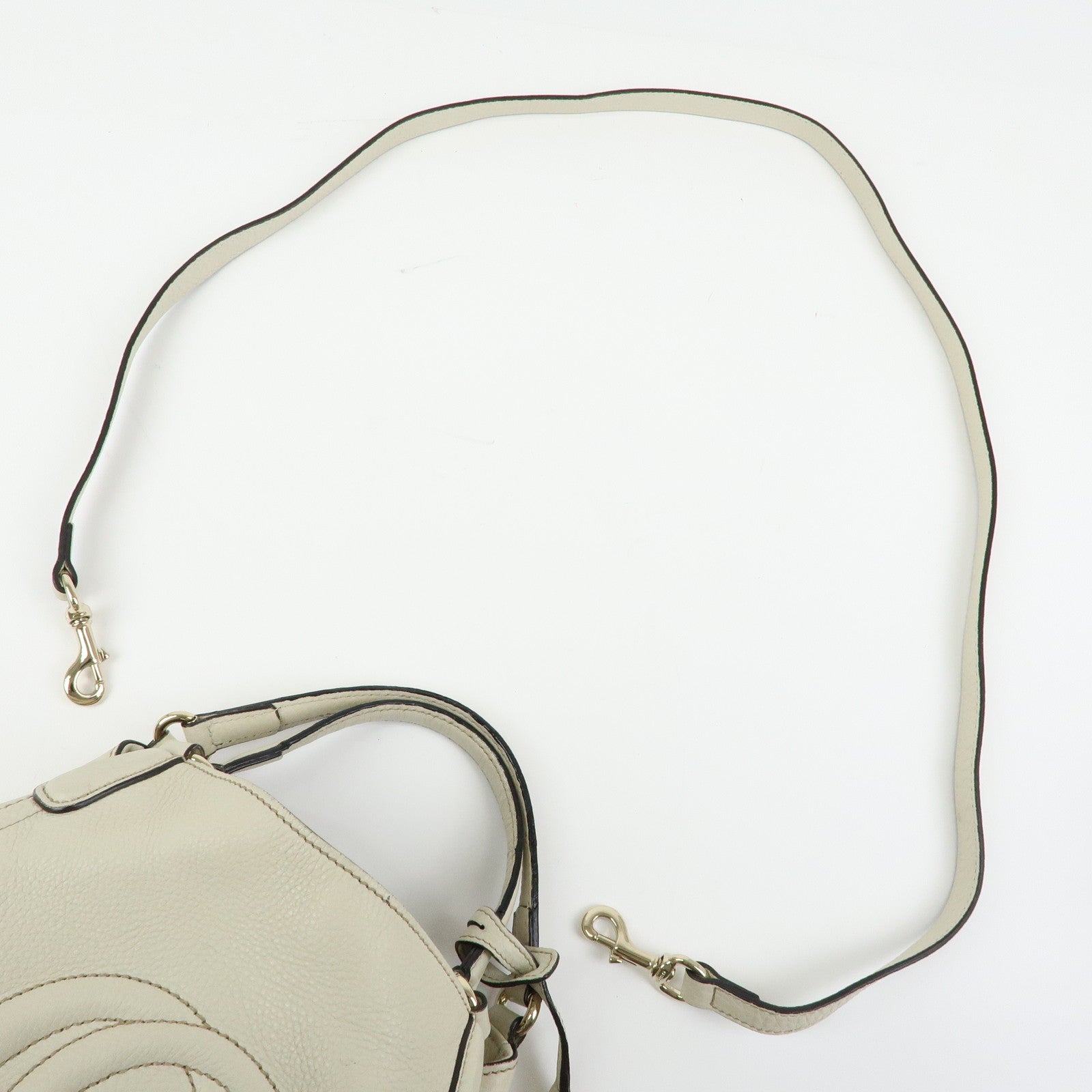 GUCCI SOHO Interlocking G Calf Leather 2Way Hand Bag Ivory 336751
