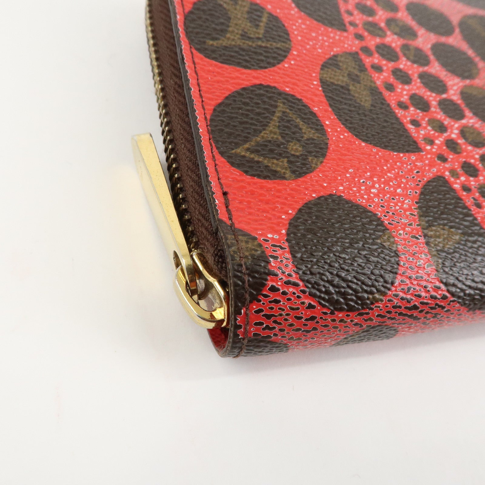 Louis Vuitton Monogram Kusama Pumpkin Dots Zippy Wallet M60450 Used