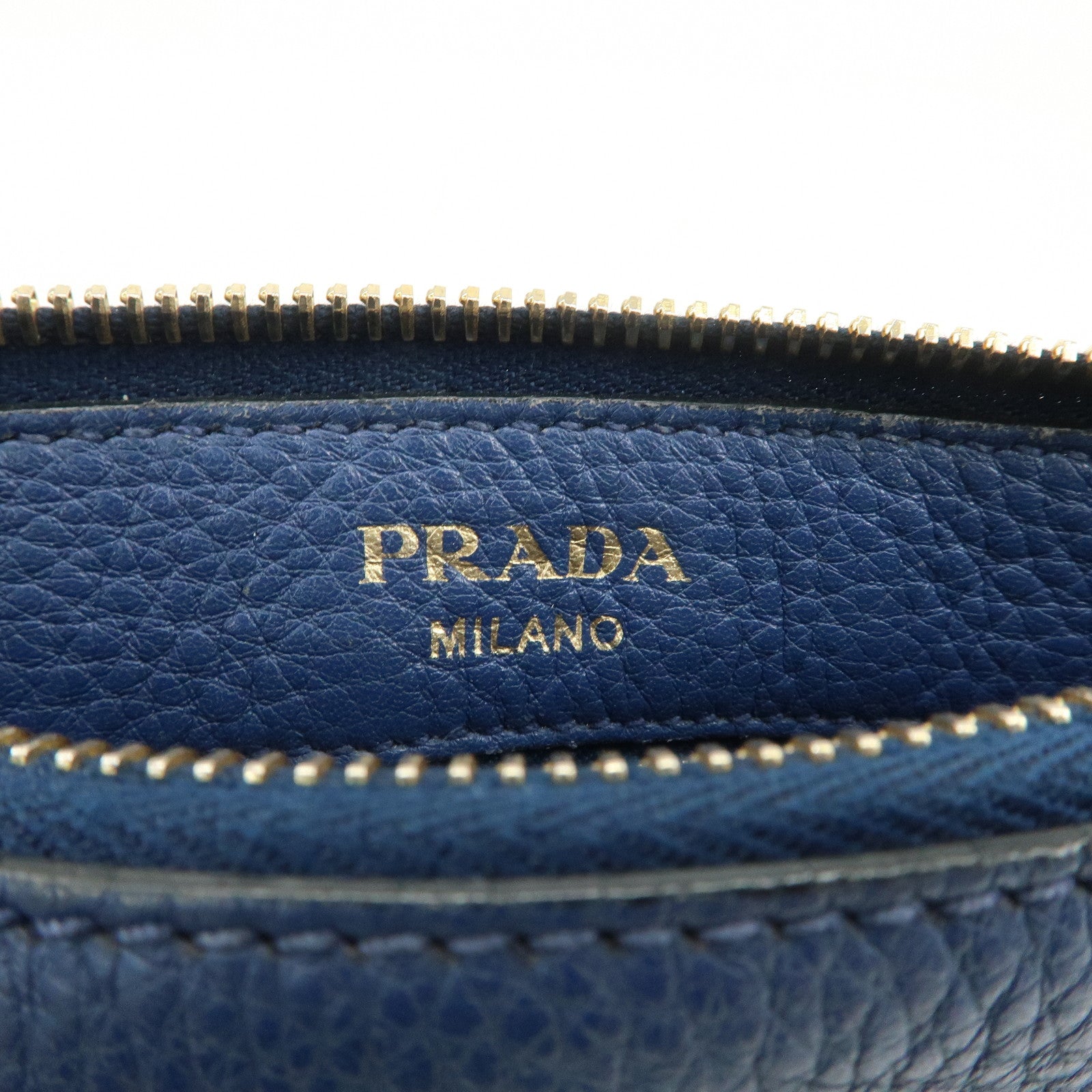 PRADA Logo Leather Shoulder Bag Crossbody Bag Blue 1BH013