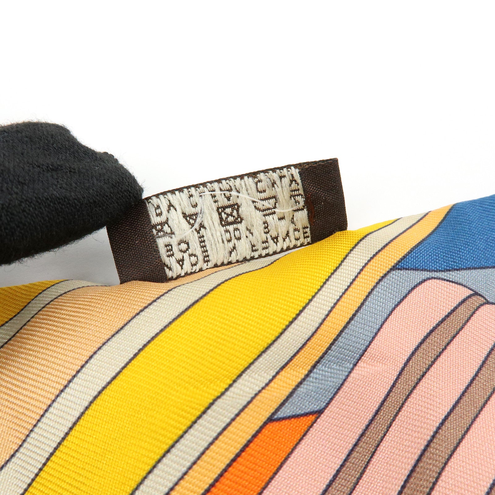 HERMES 100% Silk Twilly Scarf Sangles en Zigzag Orange Blue Ivory