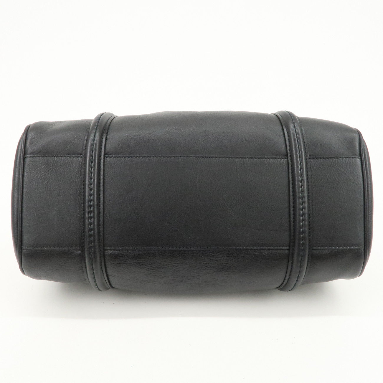 Christian Dior Logo Leather Hand Bag Shoulder Bag Black Silver