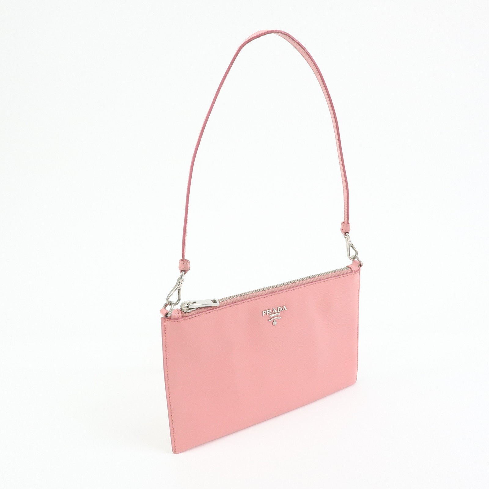 PRADA Saffiano Leather 2Way Bag Clutch Bag Shoulder Bag Pink