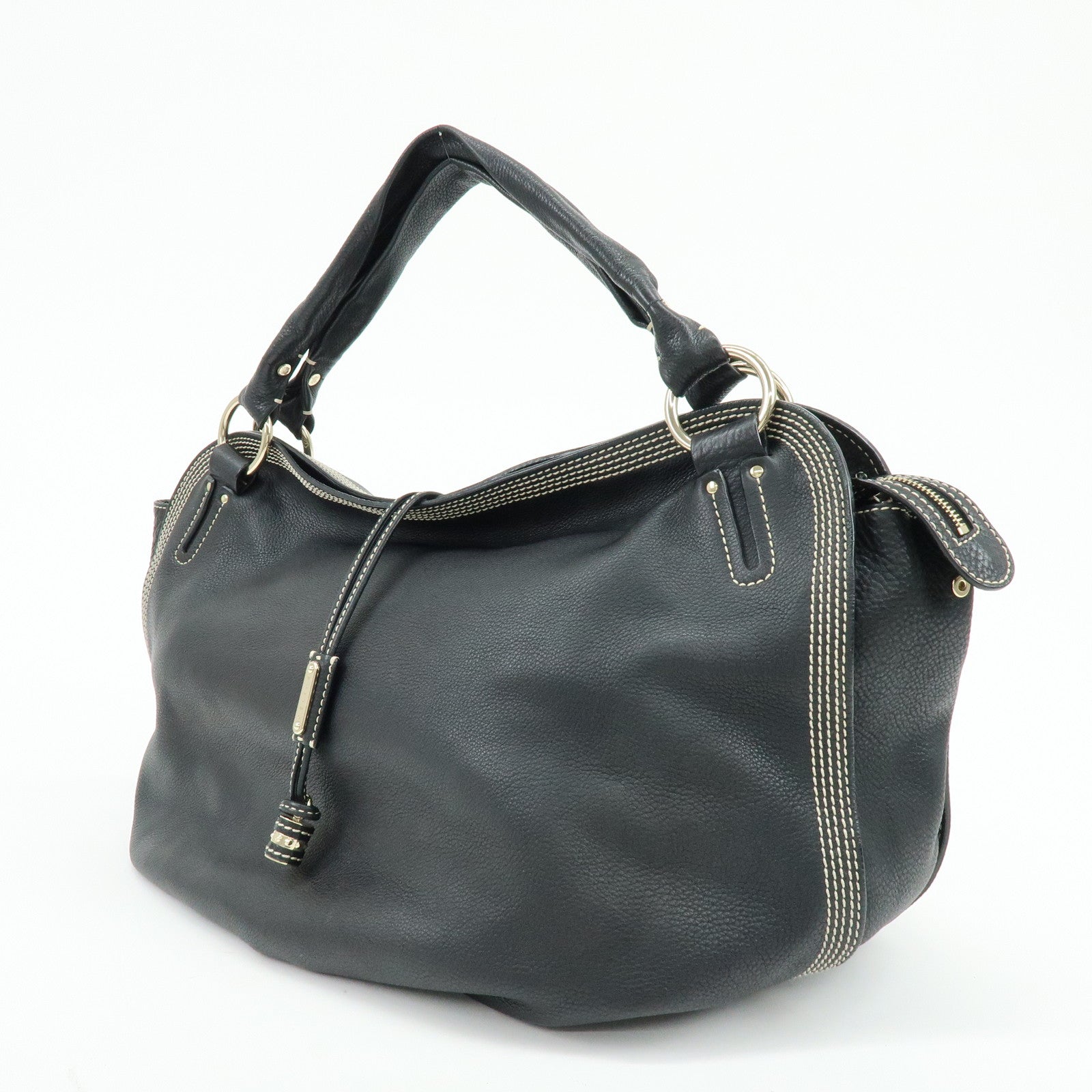 CELINE Leather Bittersweet Shoulder Bag Hand Bag Black