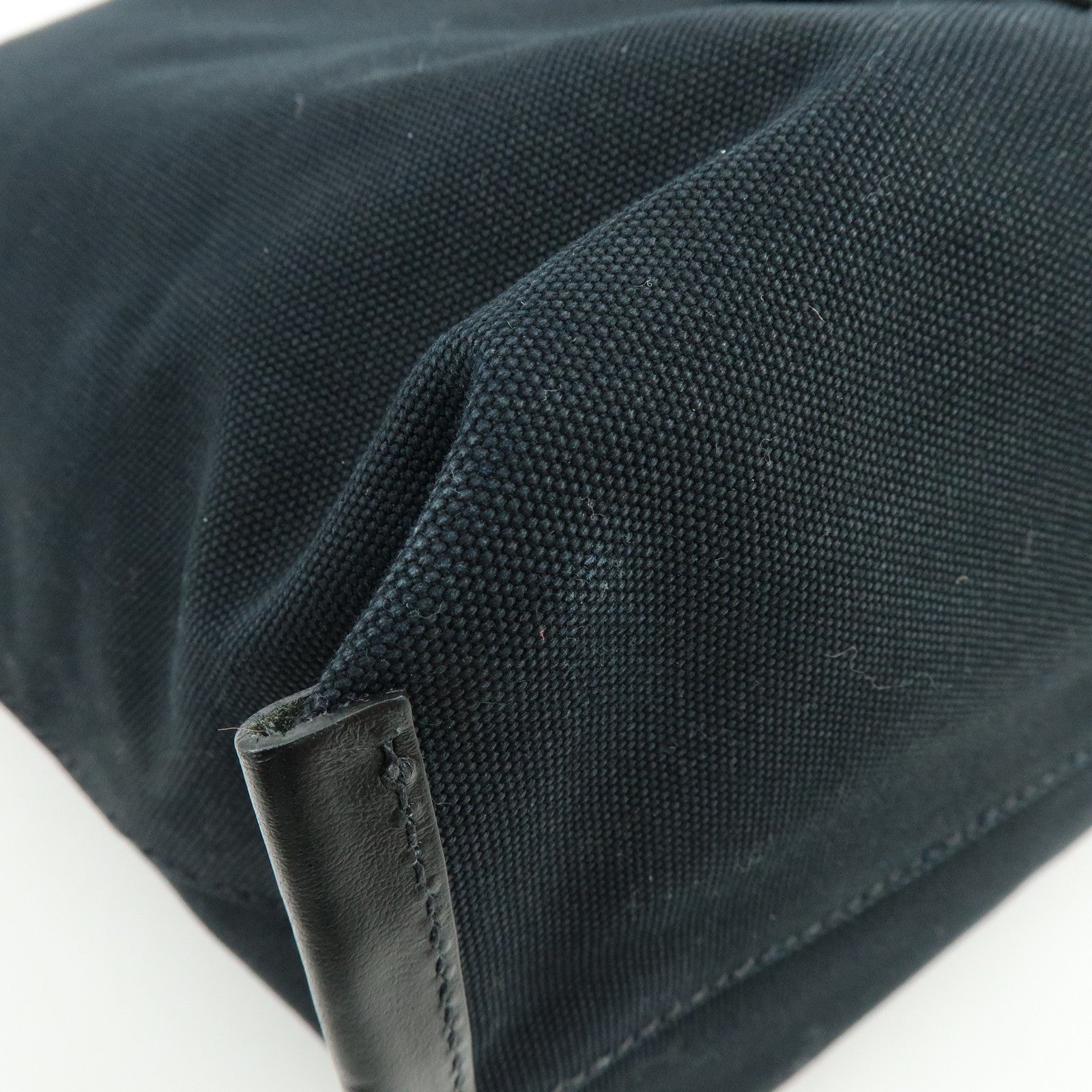 MIU MIU Canvas Leather Tote Bag Hand Bag Shoulder Bag Black