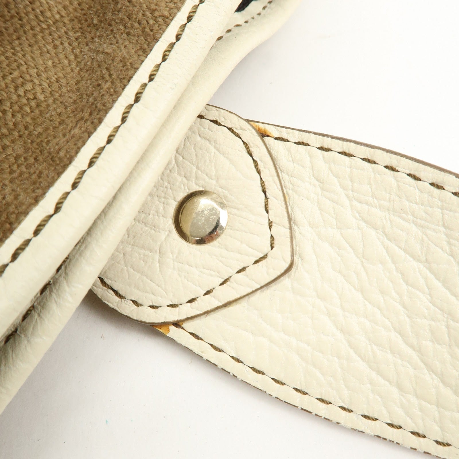 CELINE Logo Canvas Leather Tote Bag Shoulder Bag Brown Ivory