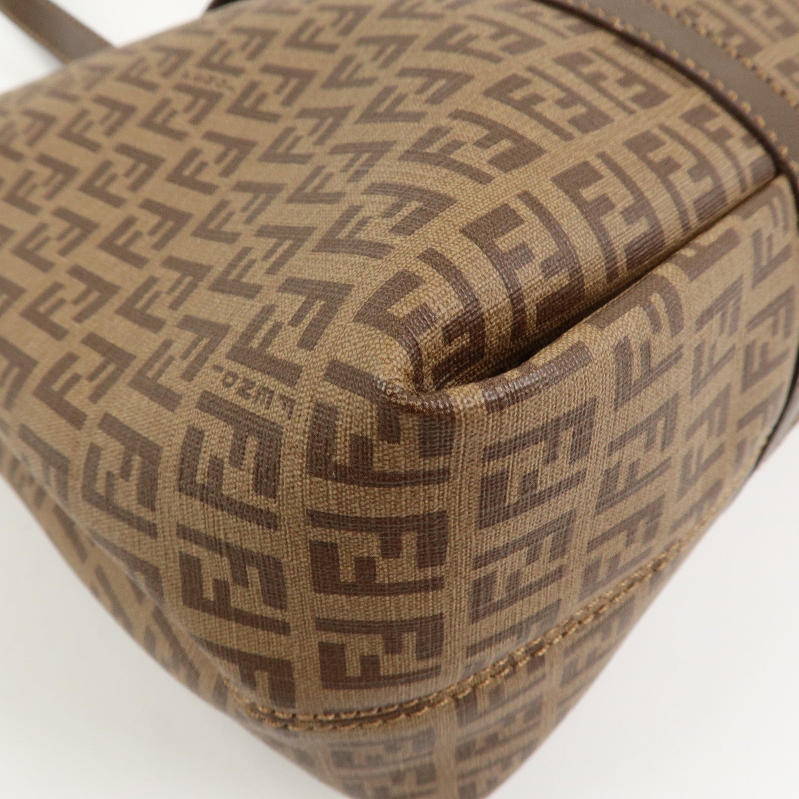 FENDI Zucchino PVC Tote Bag Shoulder Bag Hand Bag Brown 8BH238