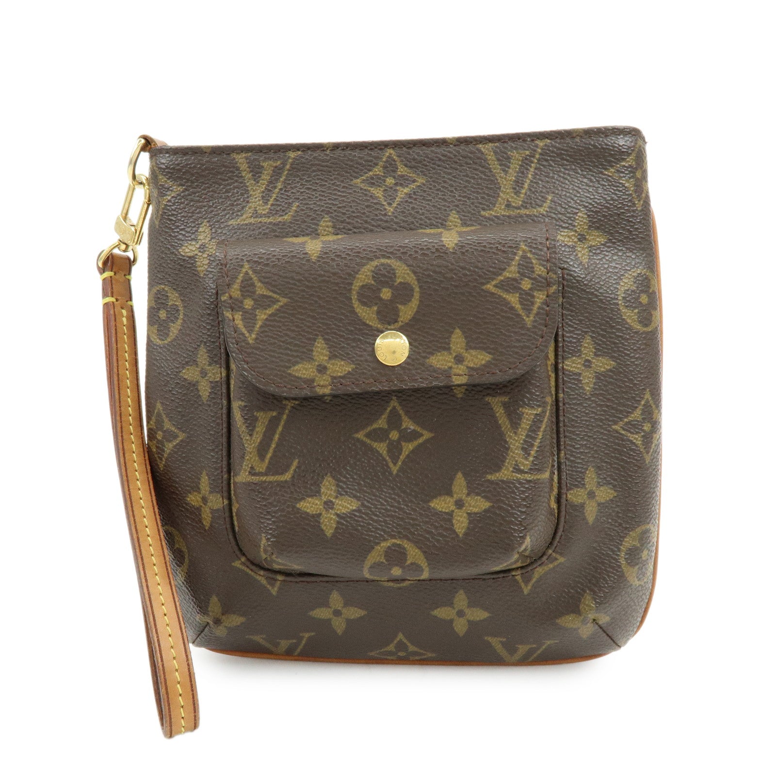 Louis Vuitton Monogram Partition Pouch Wristlet Bag Brown M51901