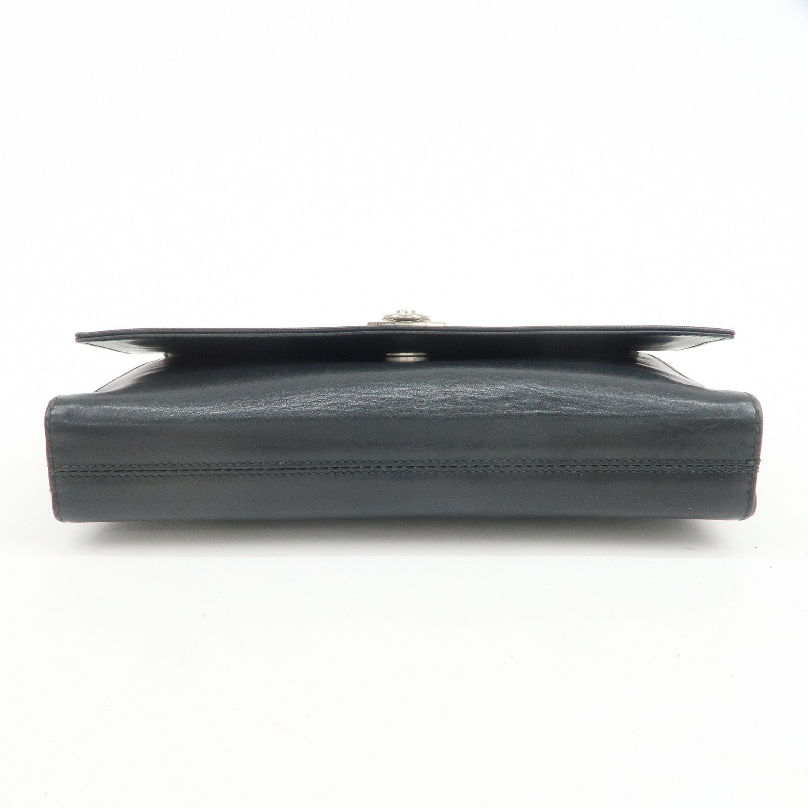 CELINE Logo Leather 2Way Bag Shoulder Bag Clutch Bag Black