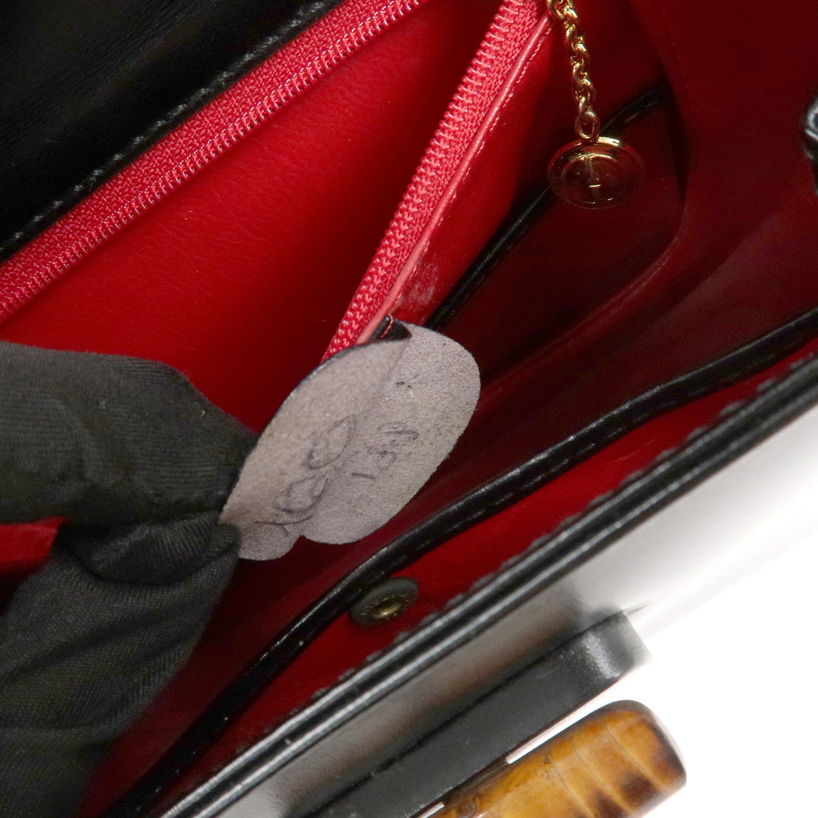 GUCCI Bamboo Logo Leather 2WAY Bag Hand Bag Black 000 2046