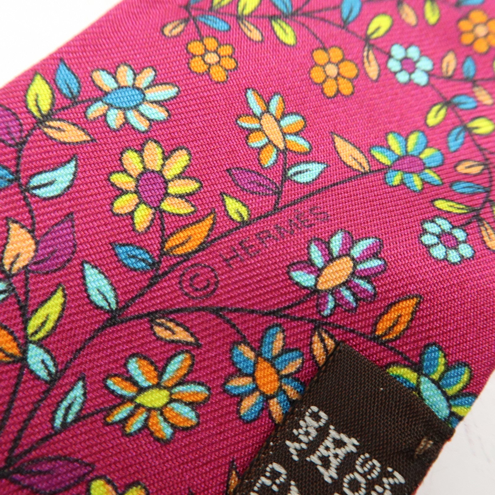 HERMES 100% Silk Twilly LARBRE DE VIE Flower Print Purple