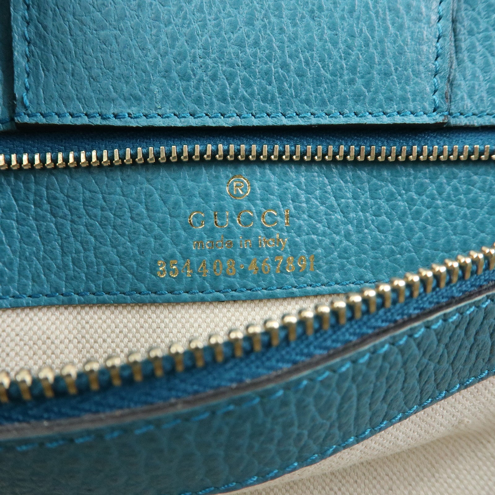 GUCCI Swing Calf Leather Shoulder Bag Tote Bag Blue 354408