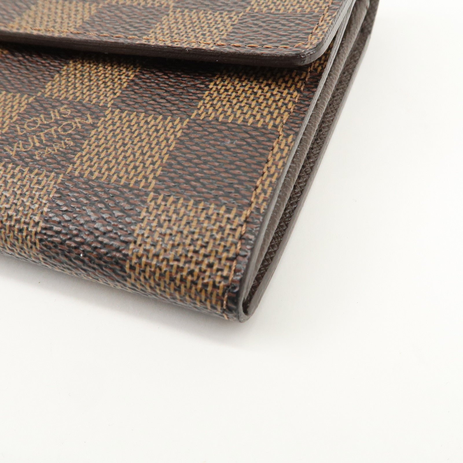 Louis Vuitton Damier Canvas Portefeuille Sarah Long Wallet Brown N61734 Used