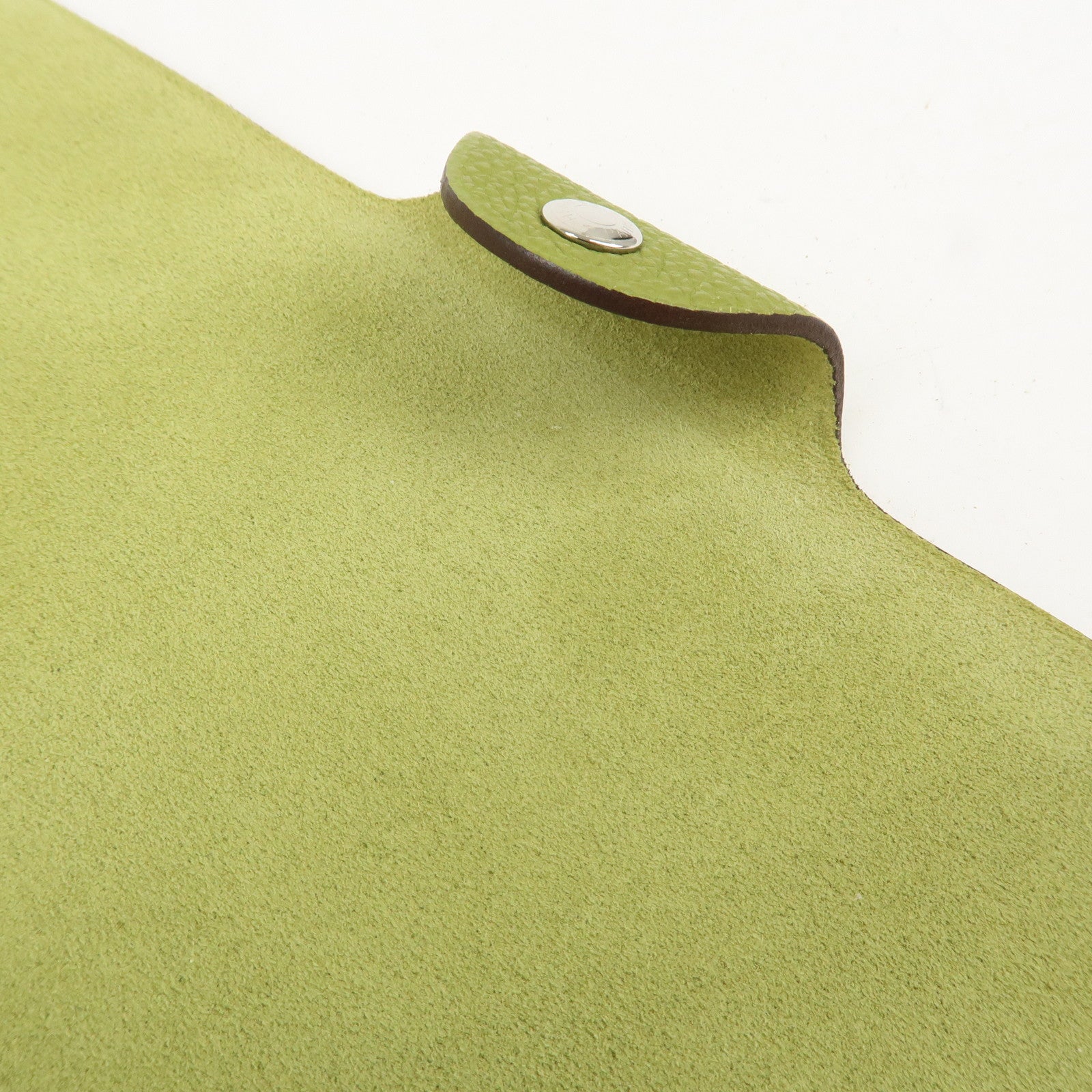 HERMES Ulysse MM Leather Notebook Cover Agenda L Stamped Green