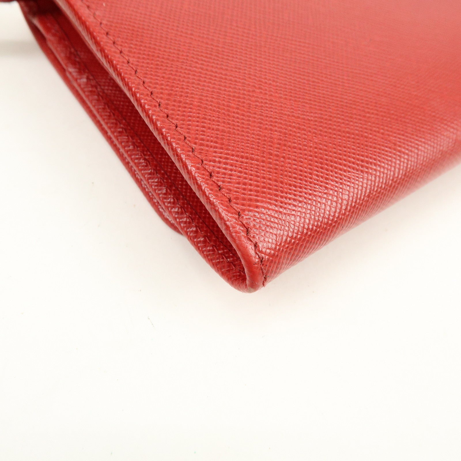 PRADA Saffiano Leather Chain Wallet Shoulder Bag Red 1M1290