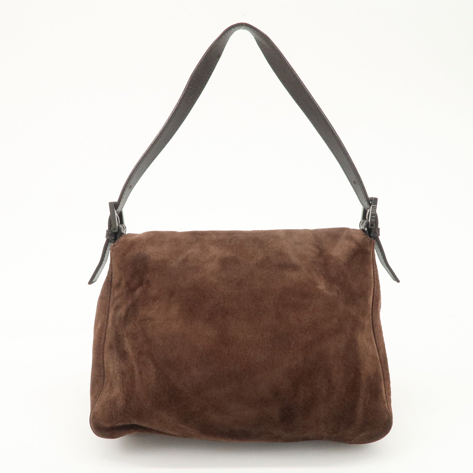 FENDI Mamma Baguette Suede Shoulder Bag Dark Brown 8BR001 Used