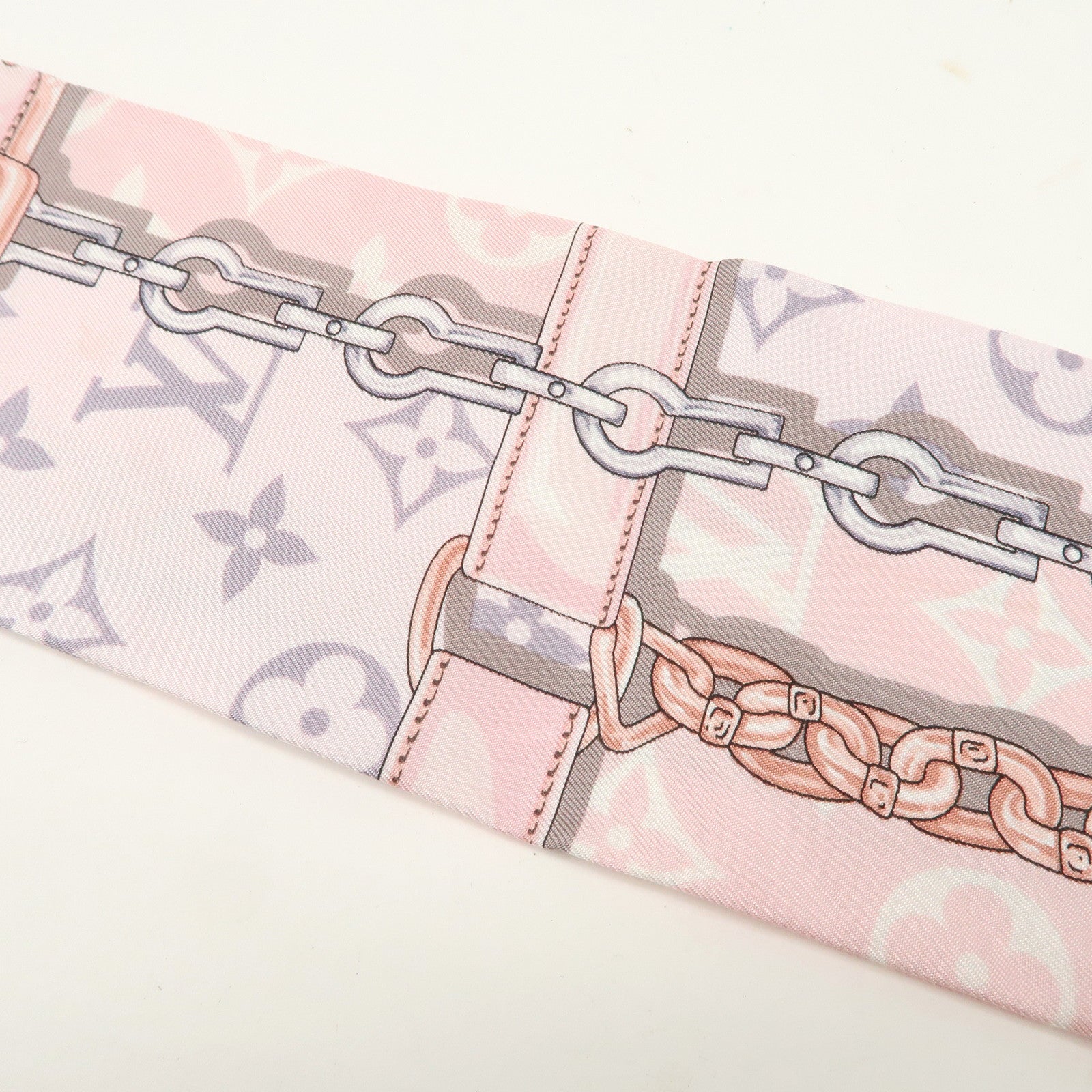Louis Vuitton 100% Silk Bandeau Monogram Confidential Scarf Pink M70637 Used