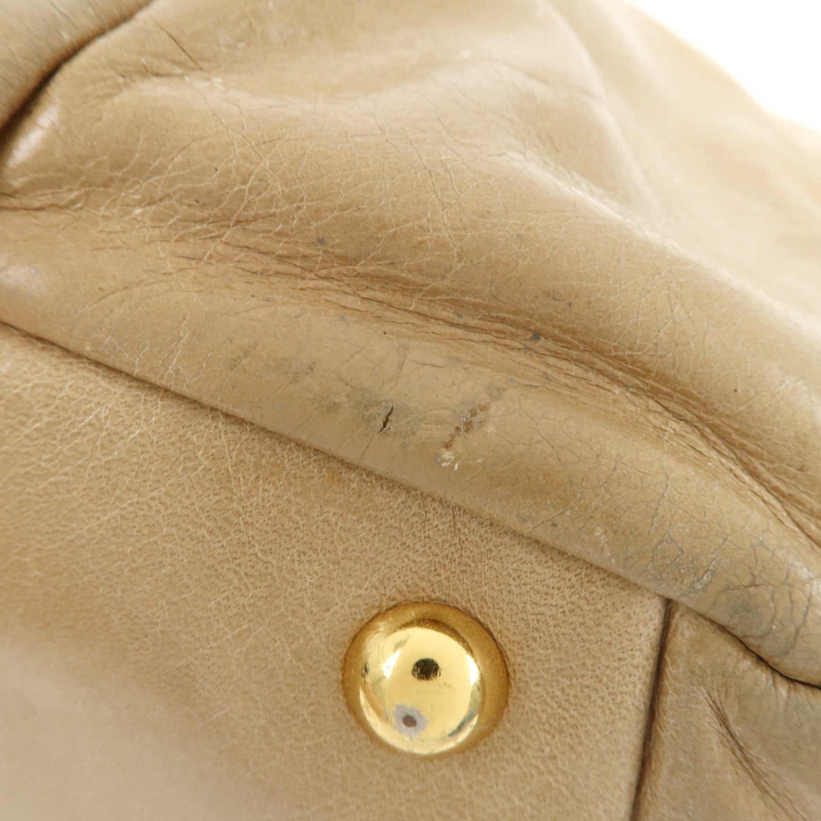 MIU MIU Logo Leather 2Way Bag Hand Bag Light Brown RL0048